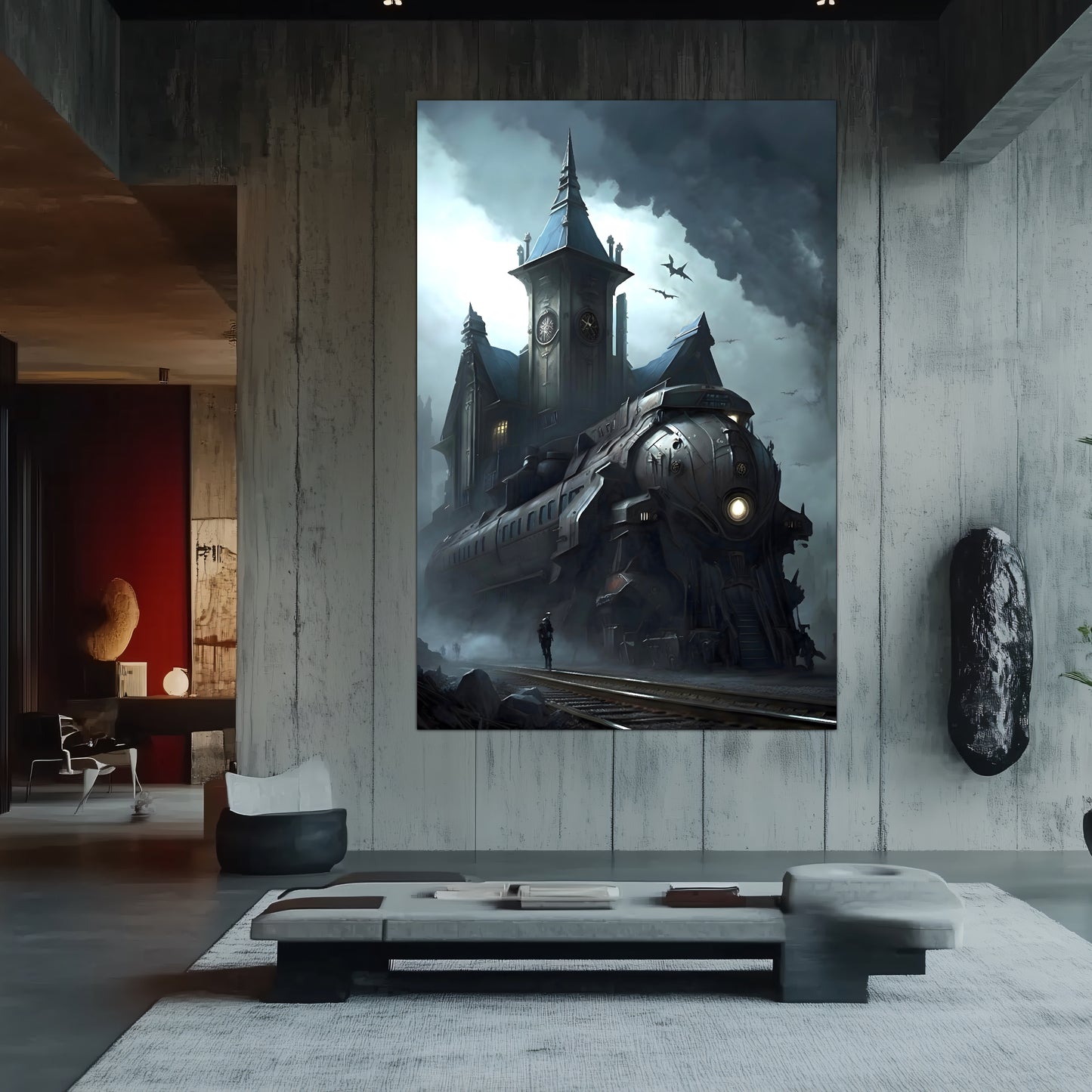 Fantasy Train Poster – Darkmist Phantom | Awe-Inspiring Wall Art for Sci-Fi & Fantasy Train Enthusiasts | Unique and Exclusive Artwork