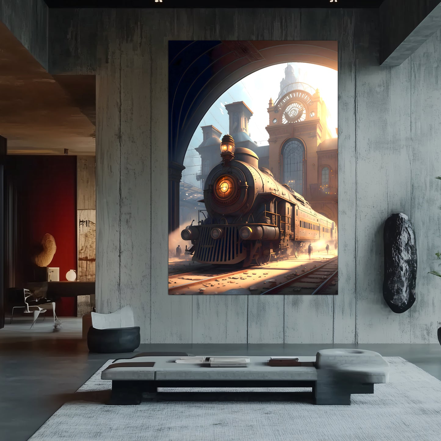 Steampunk Train Poster – Metropolitan Grandliner | Awe-Inspiring Wall Art for Sci-Fi & Fantasy Train Enthusiasts | Unique and Exclusive Artwork