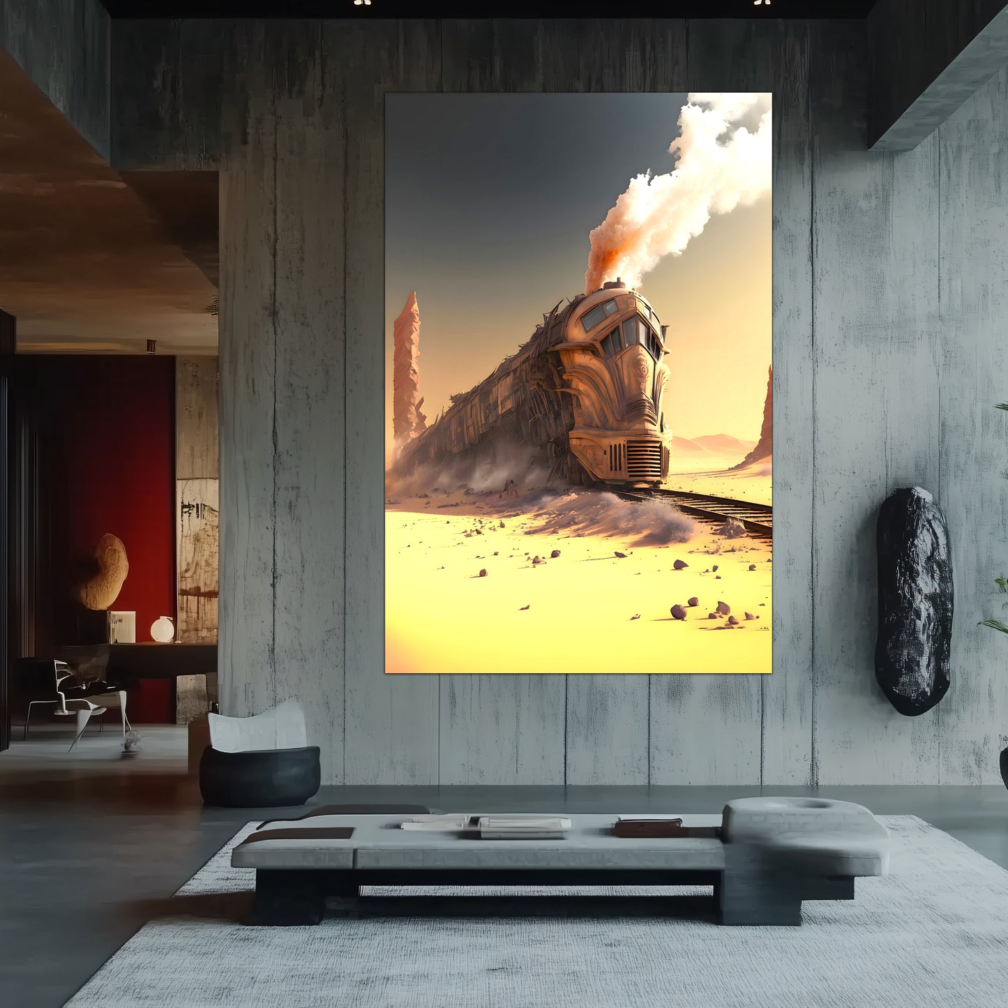 Wasteland Train Poster – The Sandpiercer | Awe-Inspiring Wall Art for Sci-Fi & Fantasy Train Enthusiasts | Unique and Exclusive Artwork