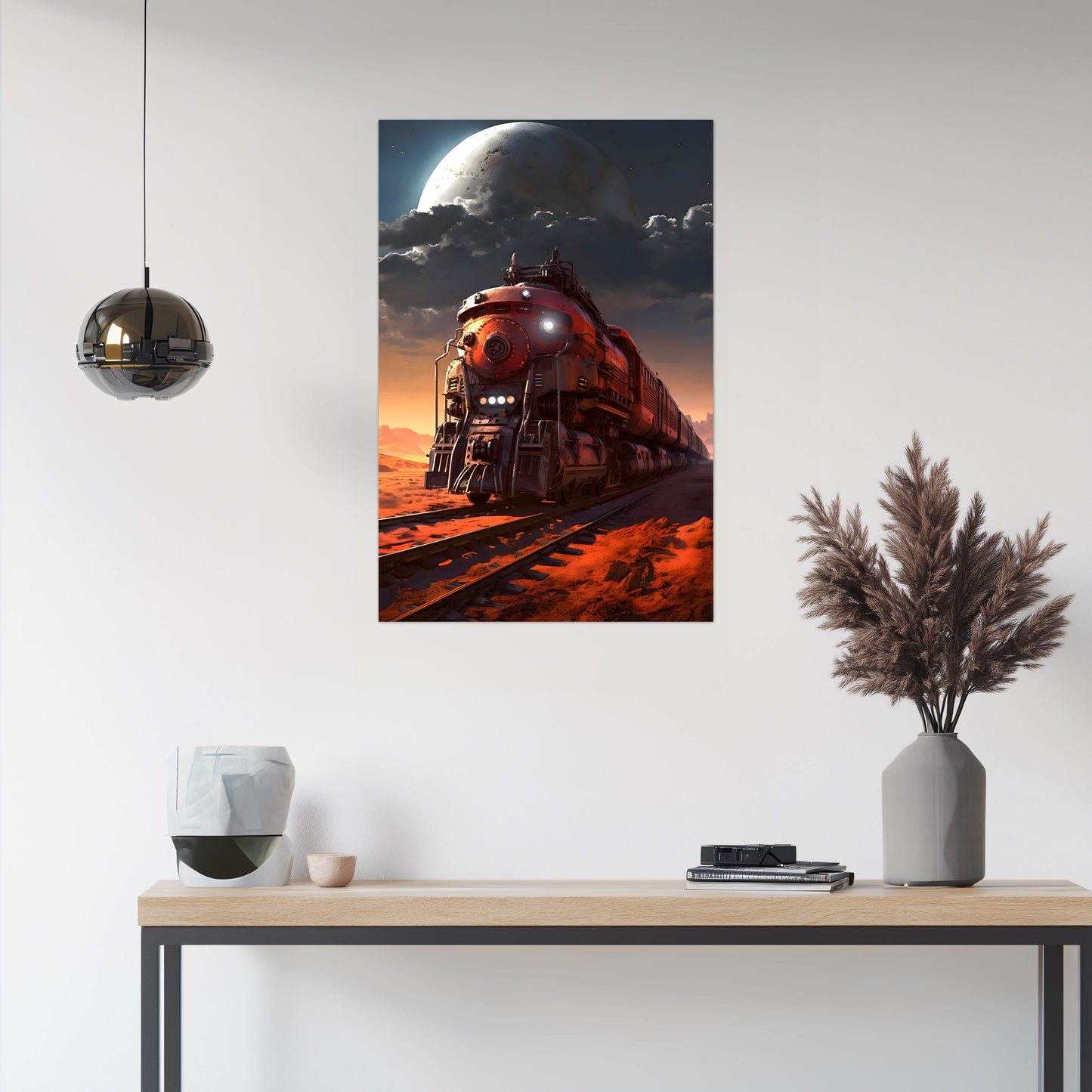Wasteland Train Poster – Iron Wanderer | Awe-Inspiring Wall Art for Sci-Fi & Fantasy Train Enthusiasts | Unique and Exclusive Artwork