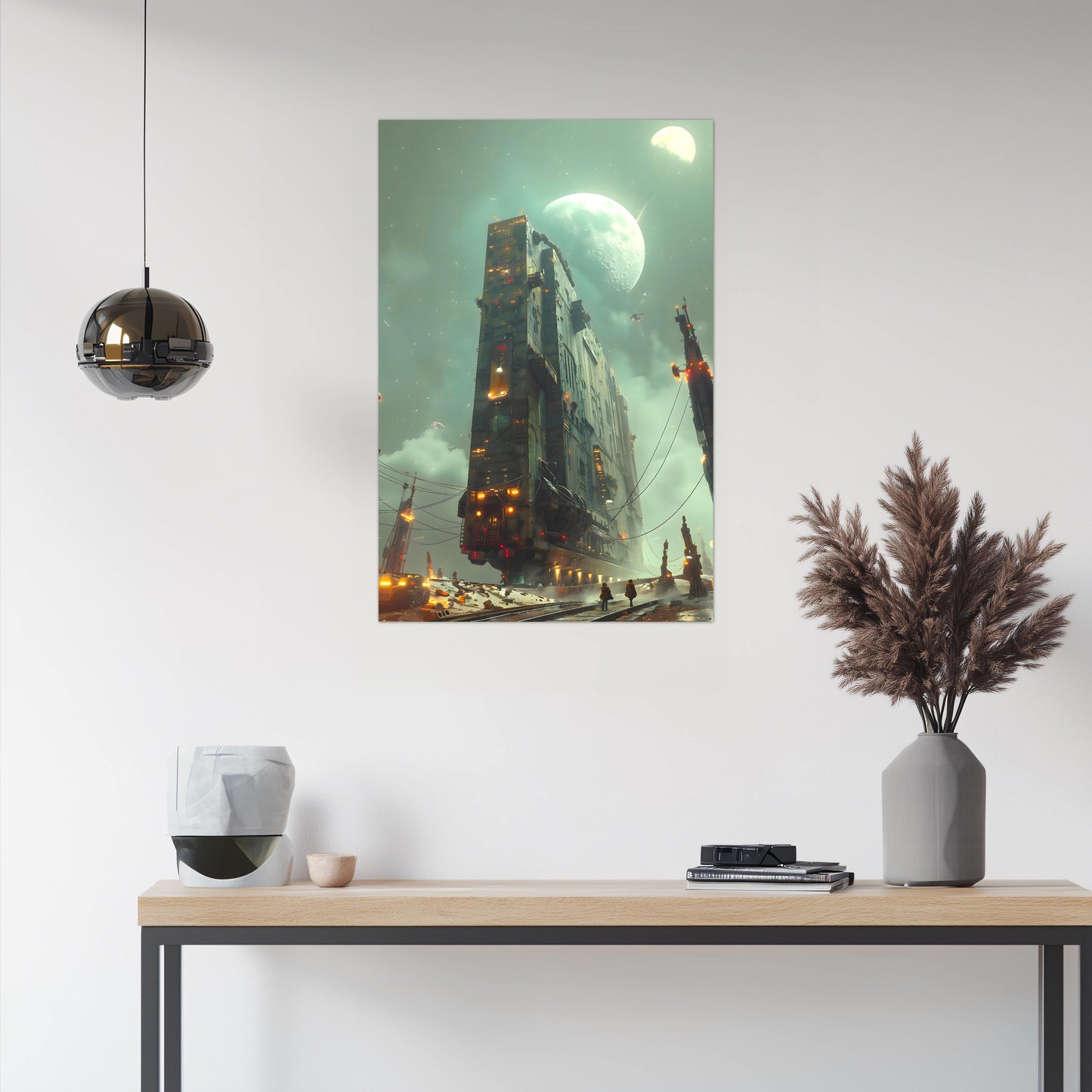 Dystopia Train Poster – The Moonbringer | Awe-Inspiring Wall Art for Sci-Fi & Fantasy Train Enthusiasts | Unique and Exclusive Artwork