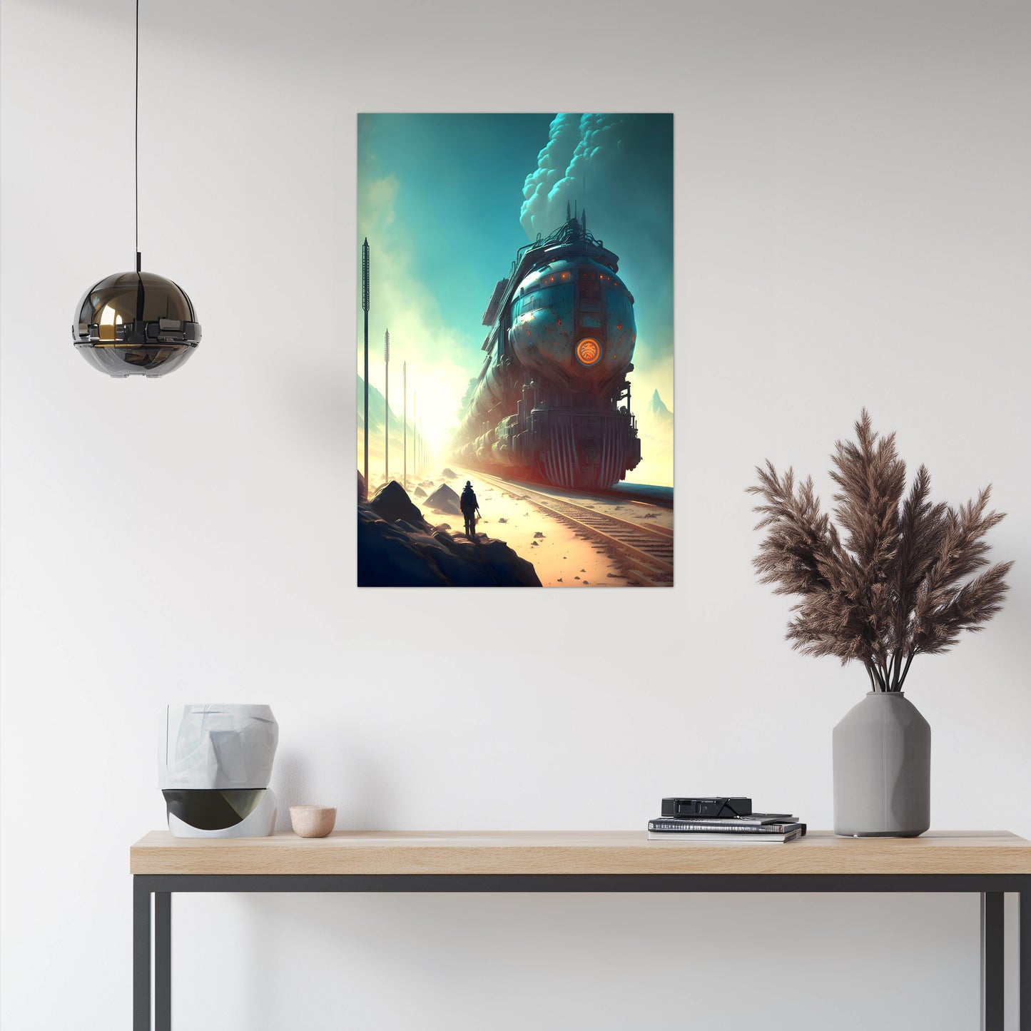 Wasteland Train Poster – Dunestorm Thunderwaker | Awe-Inspiring Wall Art for Sci-Fi & Fantasy Train Enthusiasts | Unique and Exclusive Artwork
