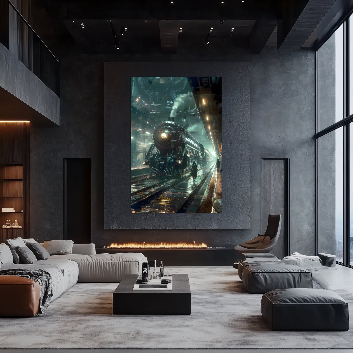 Dystopia Train Poster – Stellar Odyssey | Awe-Inspiring Wall Art for Sci-Fi & Fantasy Train Enthusiasts | Unique and Exclusive Artwork