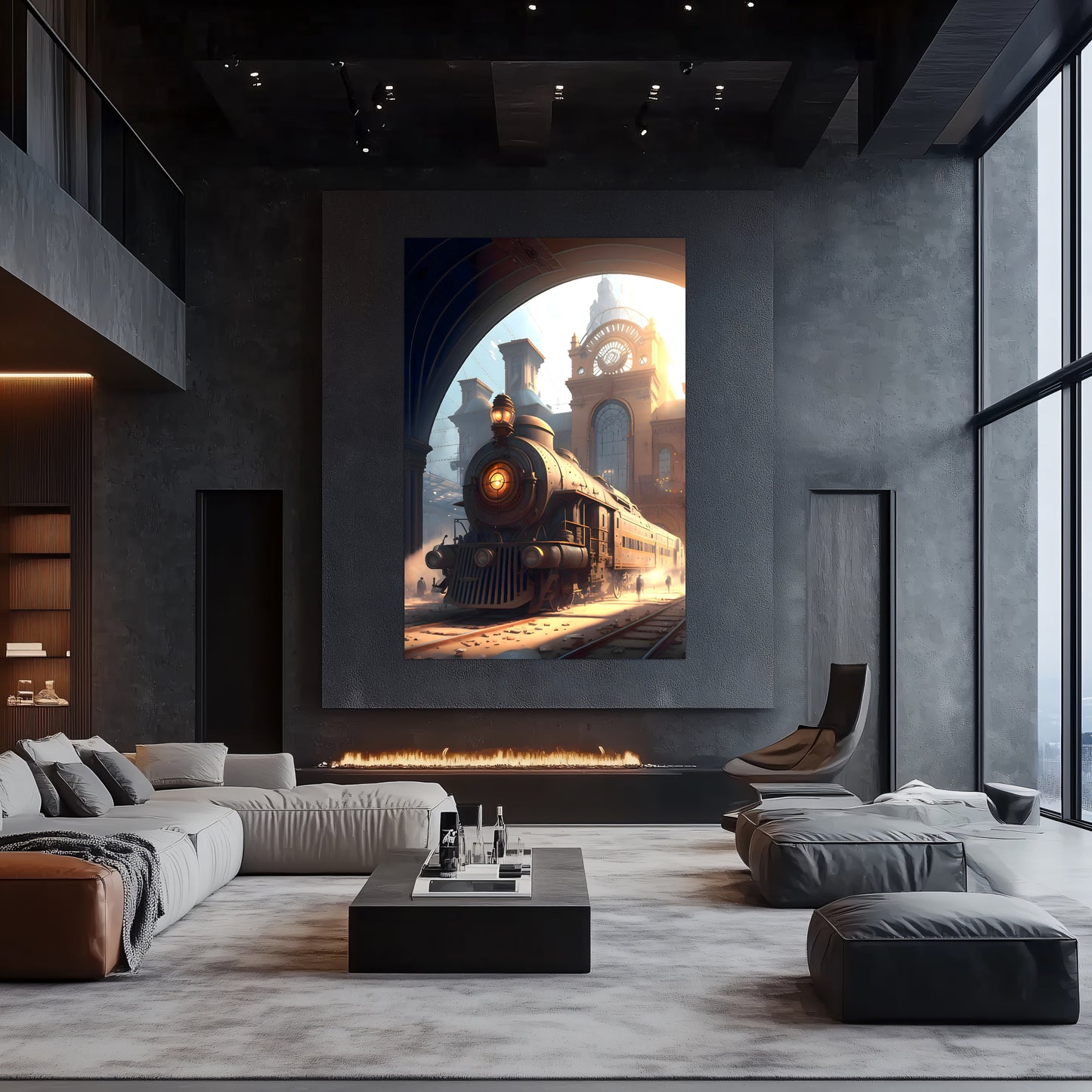 Steampunk Train Poster – Metropolitan Grandliner | Awe-Inspiring Wall Art for Sci-Fi & Fantasy Train Enthusiasts | Unique and Exclusive Artwork