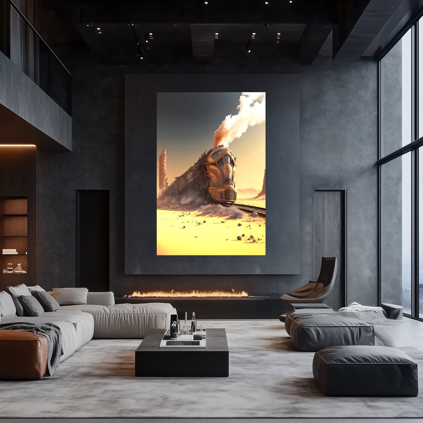 Wasteland Train Poster – The Sandpiercer | Awe-Inspiring Wall Art for Sci-Fi & Fantasy Train Enthusiasts | Unique and Exclusive Artwork