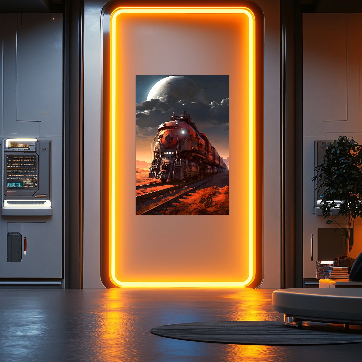 Wasteland Train Poster – Iron Wanderer | Awe-Inspiring Wall Art for Sci-Fi & Fantasy Train Enthusiasts | Unique and Exclusive Artwork