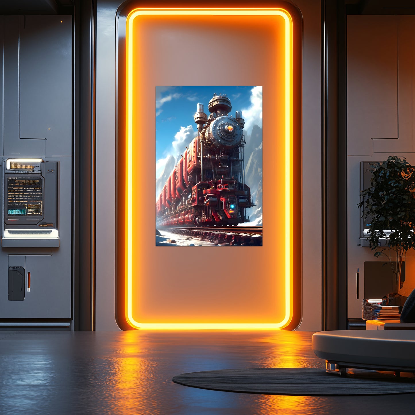 Post-Apocalyptic Train Poster – Colonial Colossus | Awe-Inspiring Wall Art for Sci-Fi & Fantasy Train Enthusiasts | Unique and Exclusive Artwork
