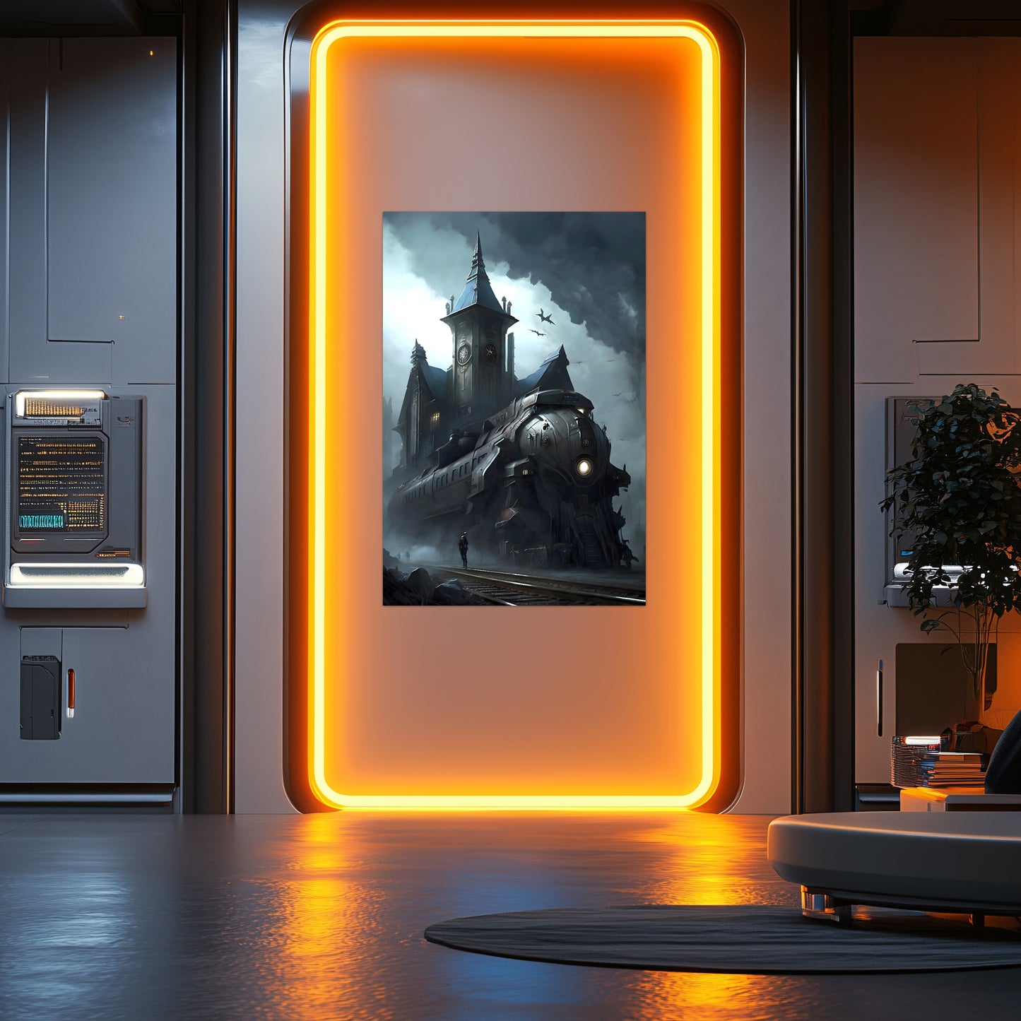 Fantasy Train Poster – Darkmist Phantom | Awe-Inspiring Wall Art for Sci-Fi & Fantasy Train Enthusiasts | Unique and Exclusive Artwork