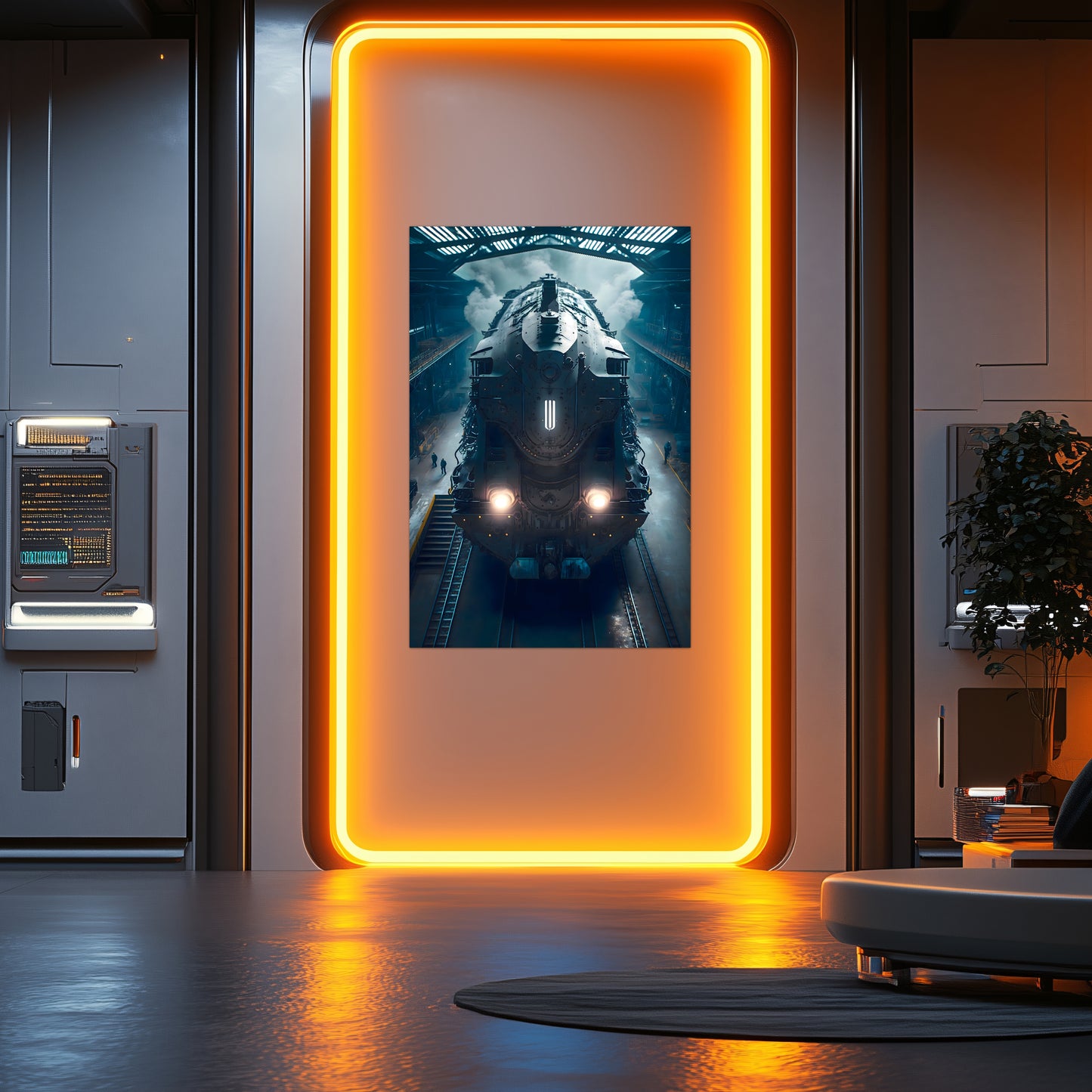 Diesel Train Poster – Rex Temporis | Awe-Inspiring Wall Art for Sci-Fi & Fantasy Train Enthusiasts | Unique and Exclusive Artwork