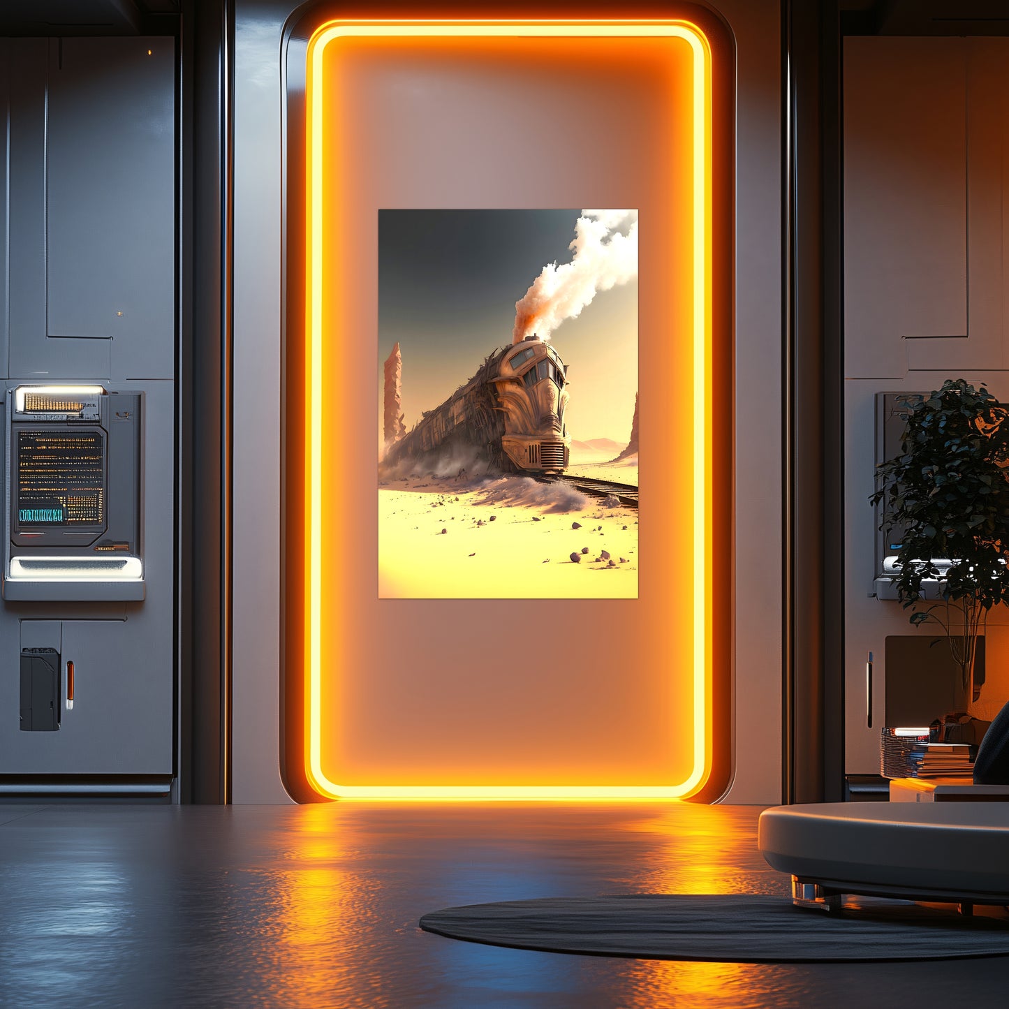 Wasteland Train Poster – The Sandpiercer | Awe-Inspiring Wall Art for Sci-Fi & Fantasy Train Enthusiasts | Unique and Exclusive Artwork