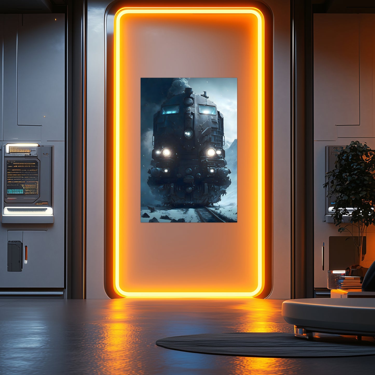 Diesel Train Poster – Frostbreaker Jugger | Awe-Inspiring Wall Art for Sci-Fi & Fantasy Train Enthusiasts | Unique and Exclusive Artwork