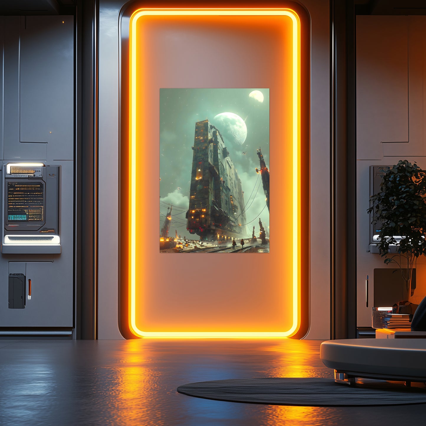 Dystopia Train Poster – The Moonbringer | Awe-Inspiring Wall Art for Sci-Fi & Fantasy Train Enthusiasts | Unique and Exclusive Artwork