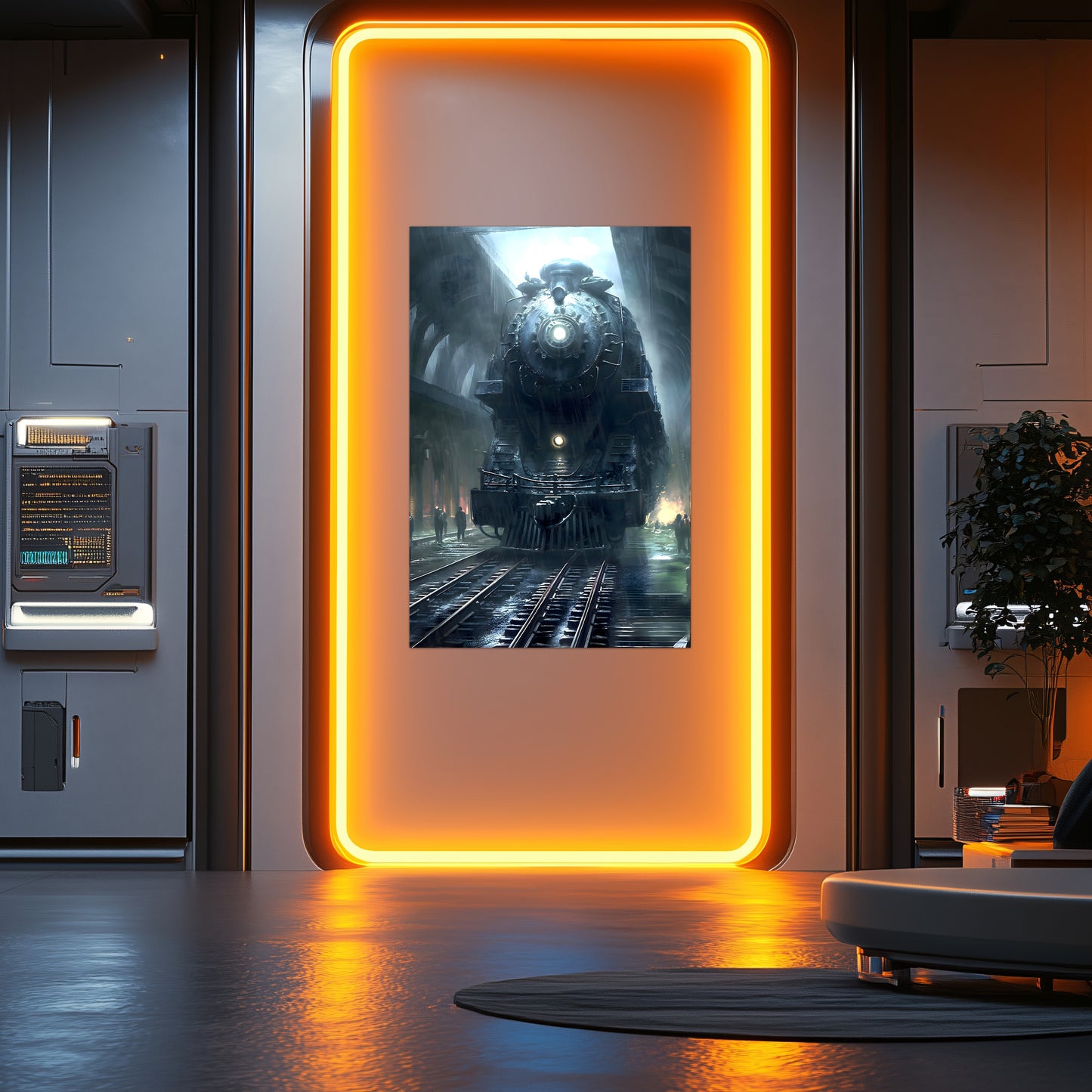 Dystopia Train Poster – SPX 4449 | Awe-Inspiring Wall Art for Sci-Fi & Fantasy Train Enthusiasts | Unique and Exclusive Artwork