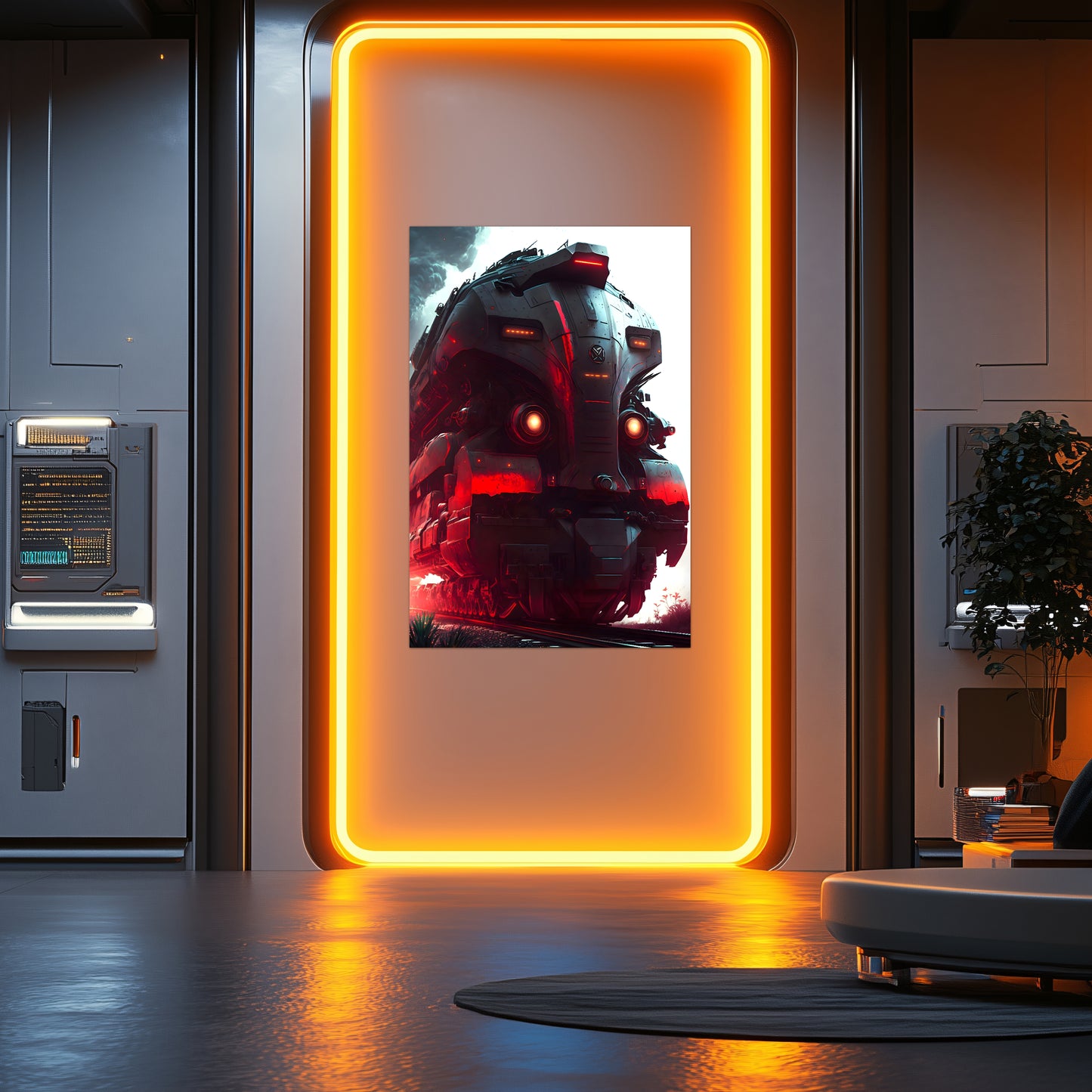 Dystopia Train Poster – Redstorm Vanguard | Awe-Inspiring Wall Art for Sci-Fi & Fantasy Train Enthusiasts | Unique and Exclusive Artwork
