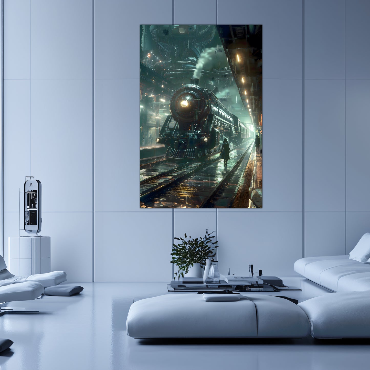 Dystopia Train Poster – Stellar Odyssey | Awe-Inspiring Wall Art for Sci-Fi & Fantasy Train Enthusiasts | Unique and Exclusive Artwork