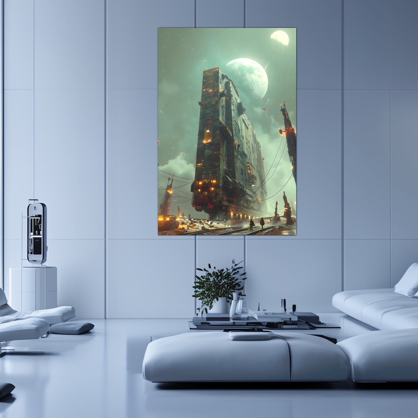 Dystopia Train Poster – The Moonbringer | Awe-Inspiring Wall Art for Sci-Fi & Fantasy Train Enthusiasts | Unique and Exclusive Artwork