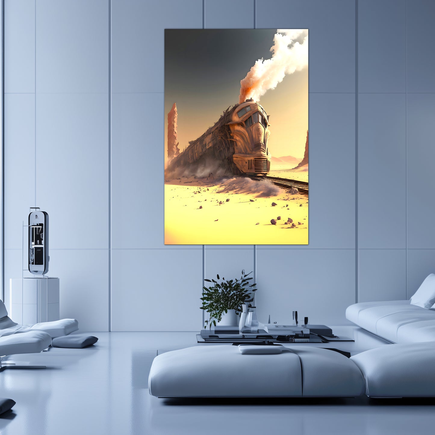Wasteland Train Poster – The Sandpiercer | Awe-Inspiring Wall Art for Sci-Fi & Fantasy Train Enthusiasts | Unique and Exclusive Artwork