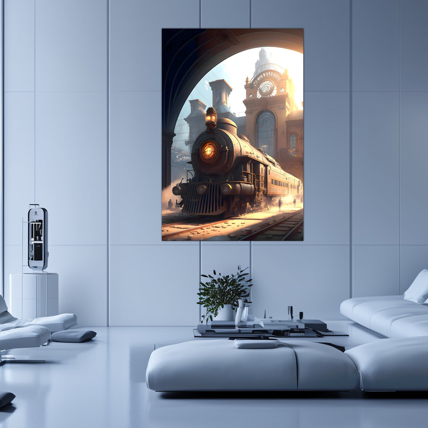 Steampunk Train Poster – Metropolitan Grandliner | Awe-Inspiring Wall Art for Sci-Fi & Fantasy Train Enthusiasts | Unique and Exclusive Artwork