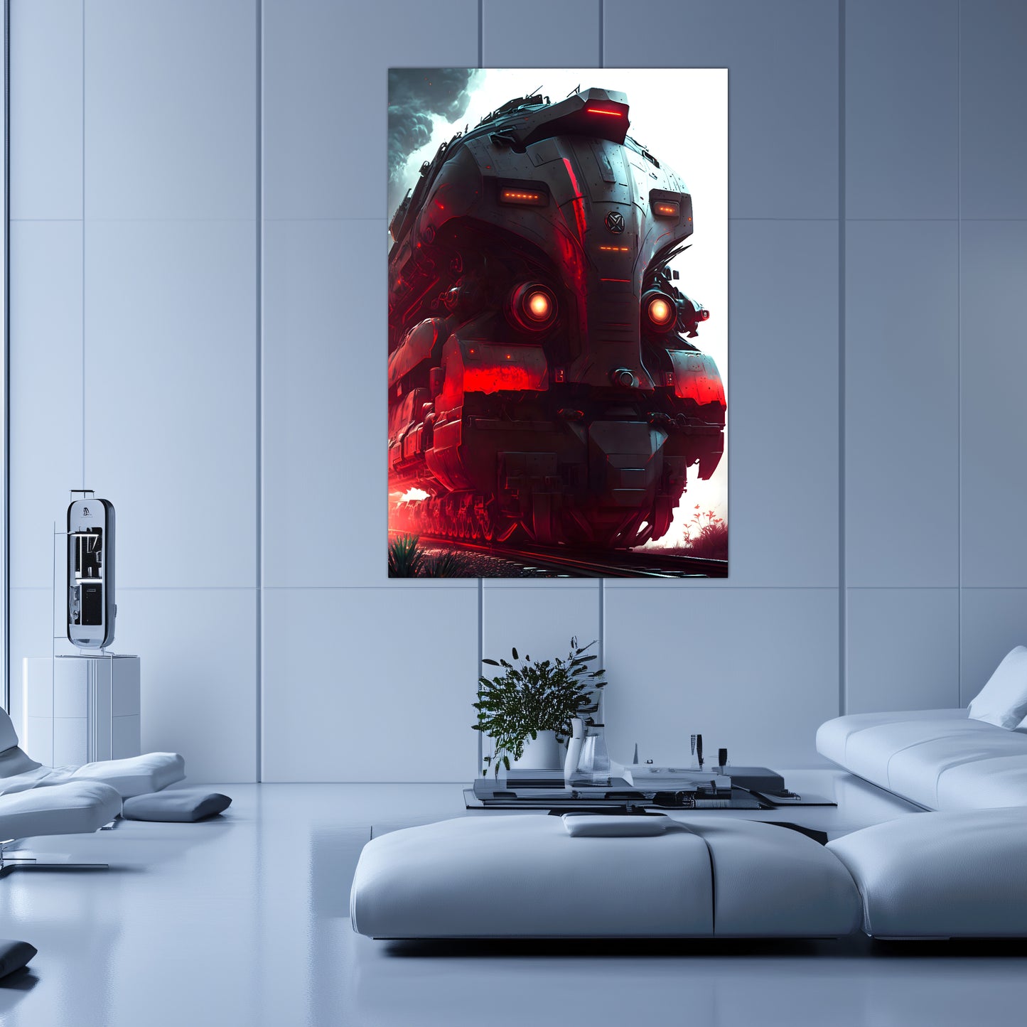 Dystopia Train Poster – Redstorm Vanguard | Awe-Inspiring Wall Art for Sci-Fi & Fantasy Train Enthusiasts | Unique and Exclusive Artwork