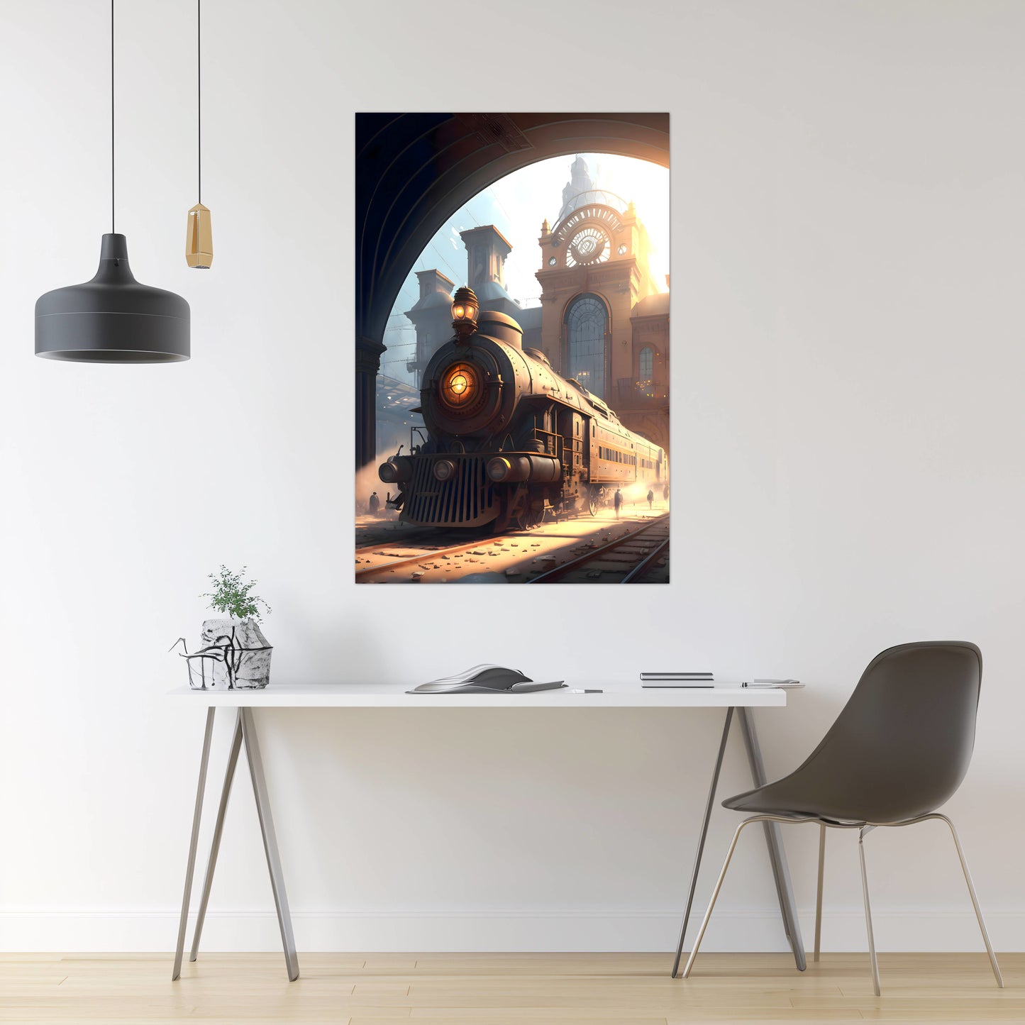Steampunk Train Poster – Metropolitan Grandliner | Awe-Inspiring Wall Art for Sci-Fi & Fantasy Train Enthusiasts | Unique and Exclusive Artwork