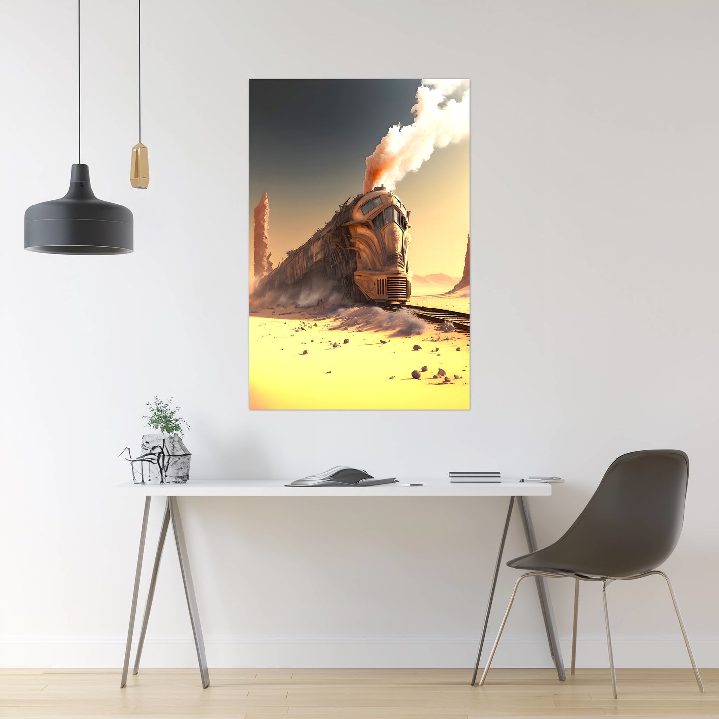 Wasteland Train Poster – The Sandpiercer | Awe-Inspiring Wall Art for Sci-Fi & Fantasy Train Enthusiasts | Unique and Exclusive Artwork