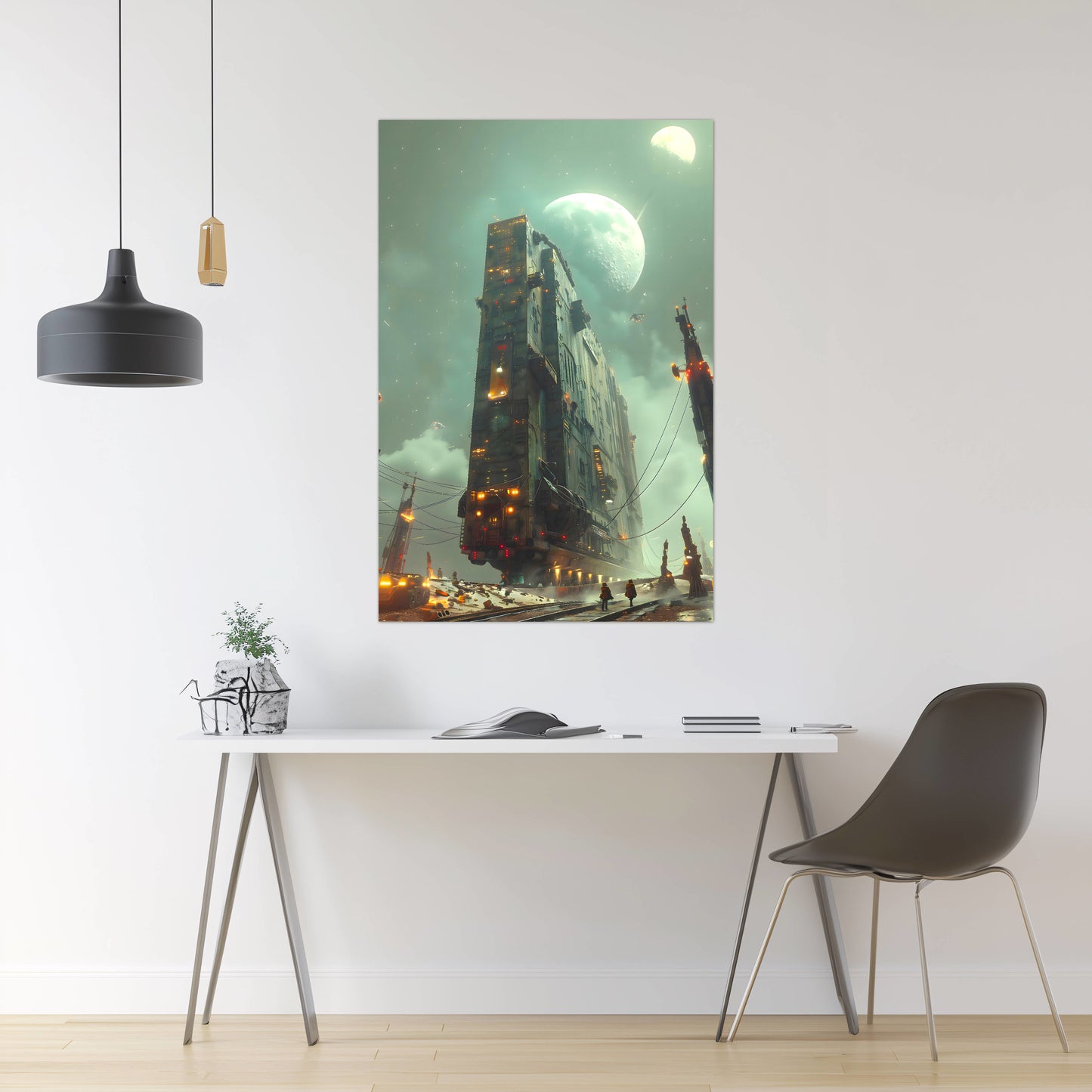 Dystopia Train Poster – The Moonbringer | Awe-Inspiring Wall Art for Sci-Fi & Fantasy Train Enthusiasts | Unique and Exclusive Artwork