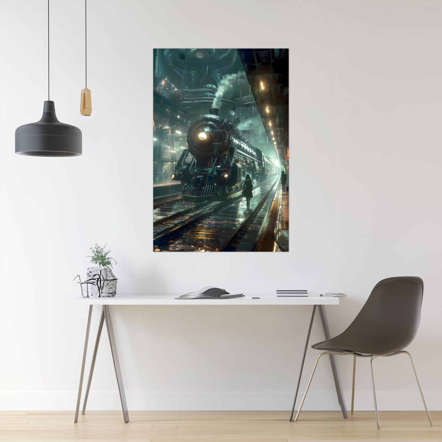 Dystopia Train Poster – Stellar Odyssey | Awe-Inspiring Wall Art for Sci-Fi & Fantasy Train Enthusiasts | Unique and Exclusive Artwork