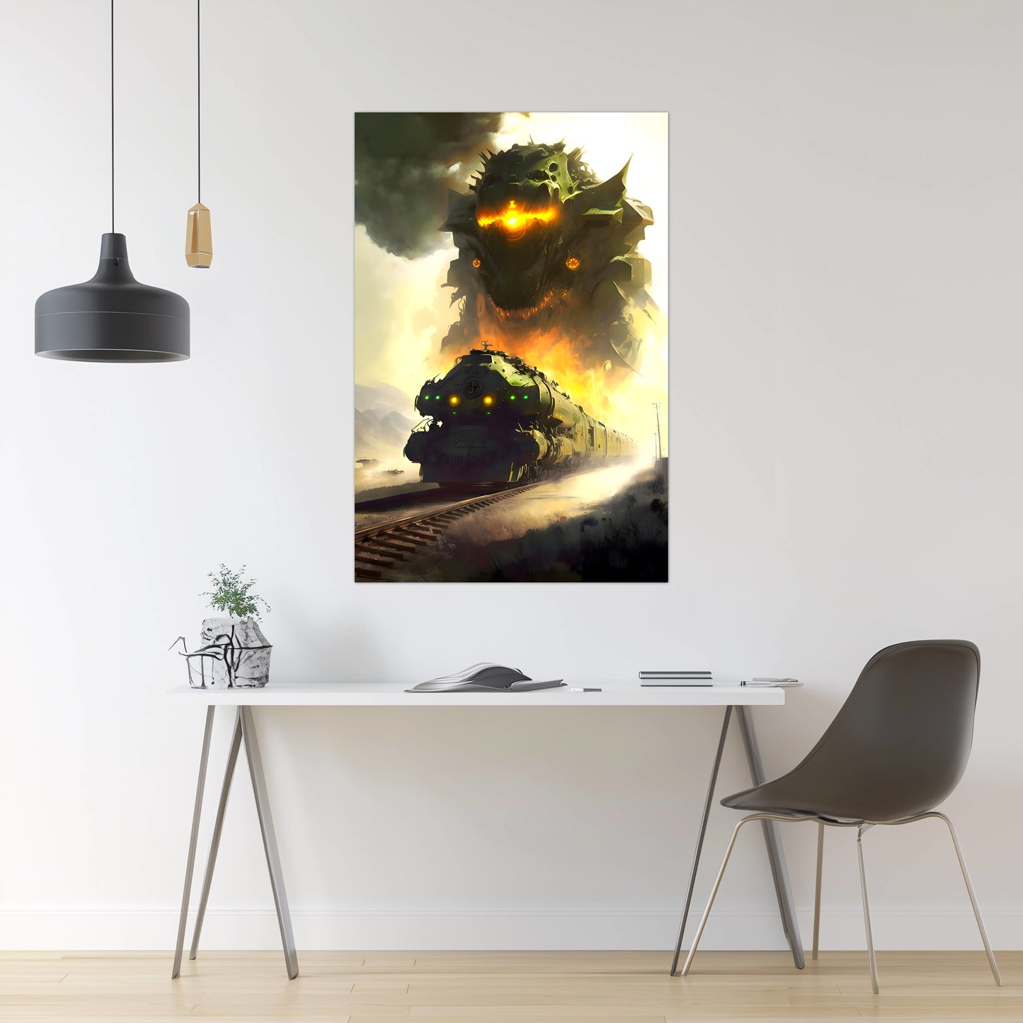 Fantasy Train Poster – Viridian Wyrmhauler | Awe-Inspiring Wall Art for Sci-Fi & Fantasy Train Enthusiasts | Unique and Exclusive Artwork