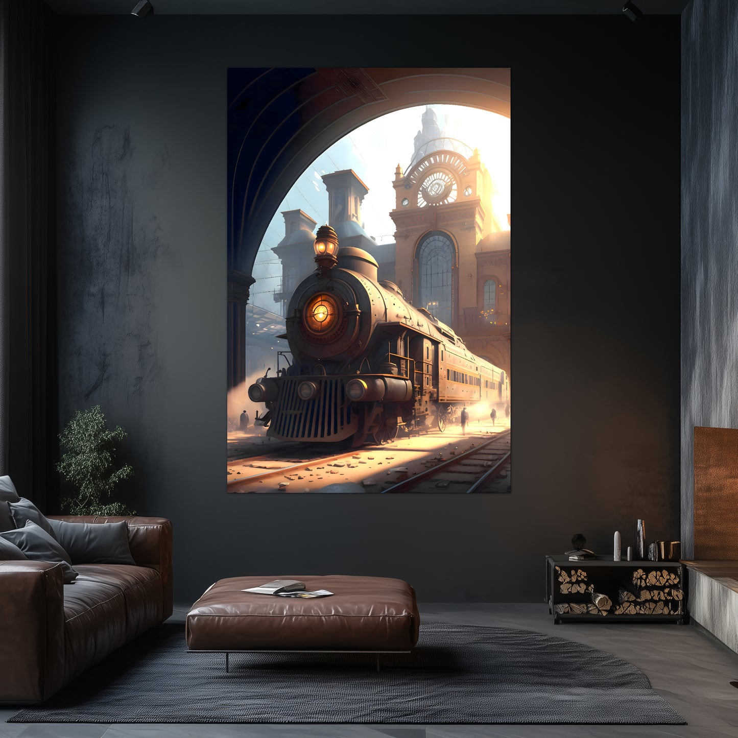 Steampunk Train Poster – Metropolitan Grandliner | Awe-Inspiring Wall Art for Sci-Fi & Fantasy Train Enthusiasts | Unique and Exclusive Artwork