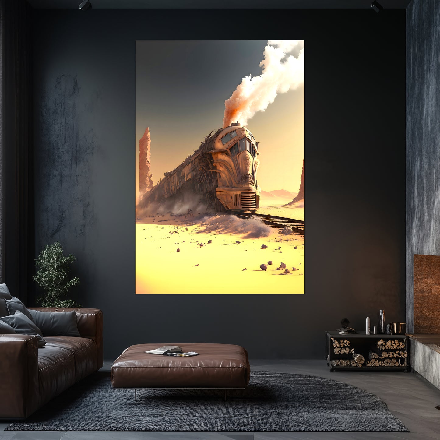 Wasteland Train Poster – The Sandpiercer | Awe-Inspiring Wall Art for Sci-Fi & Fantasy Train Enthusiasts | Unique and Exclusive Artwork