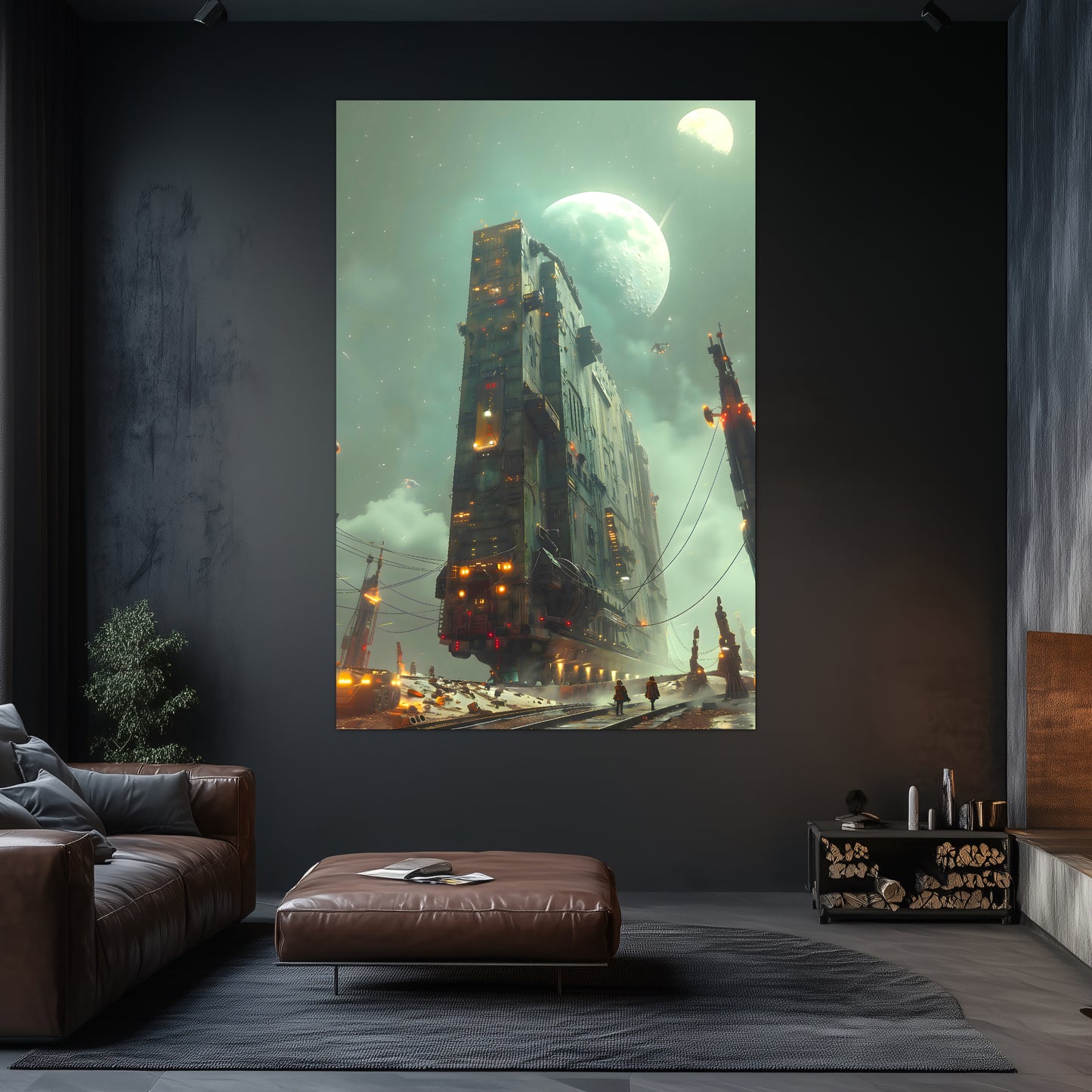 Dystopia Train Poster – The Moonbringer | Awe-Inspiring Wall Art for Sci-Fi & Fantasy Train Enthusiasts | Unique and Exclusive Artwork