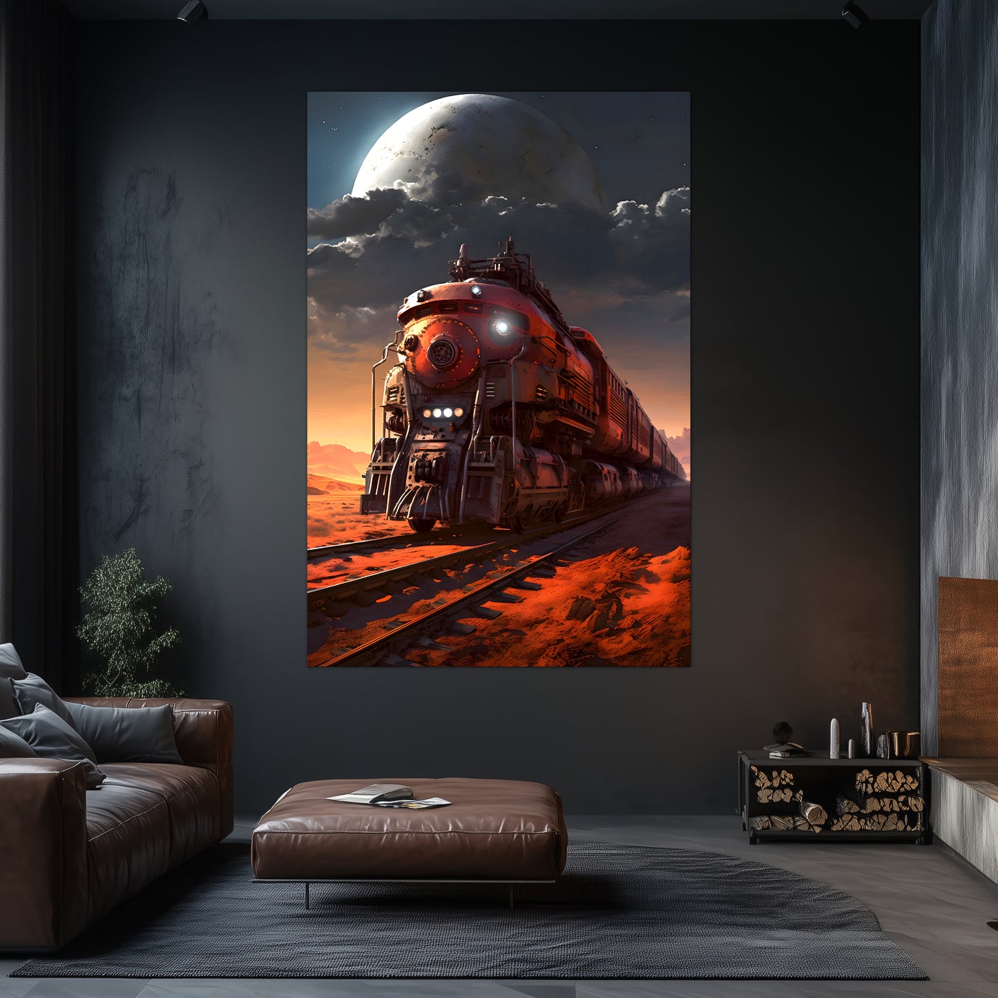 Wasteland Train Poster – Iron Wanderer | Awe-Inspiring Wall Art for Sci-Fi & Fantasy Train Enthusiasts | Unique and Exclusive Artwork