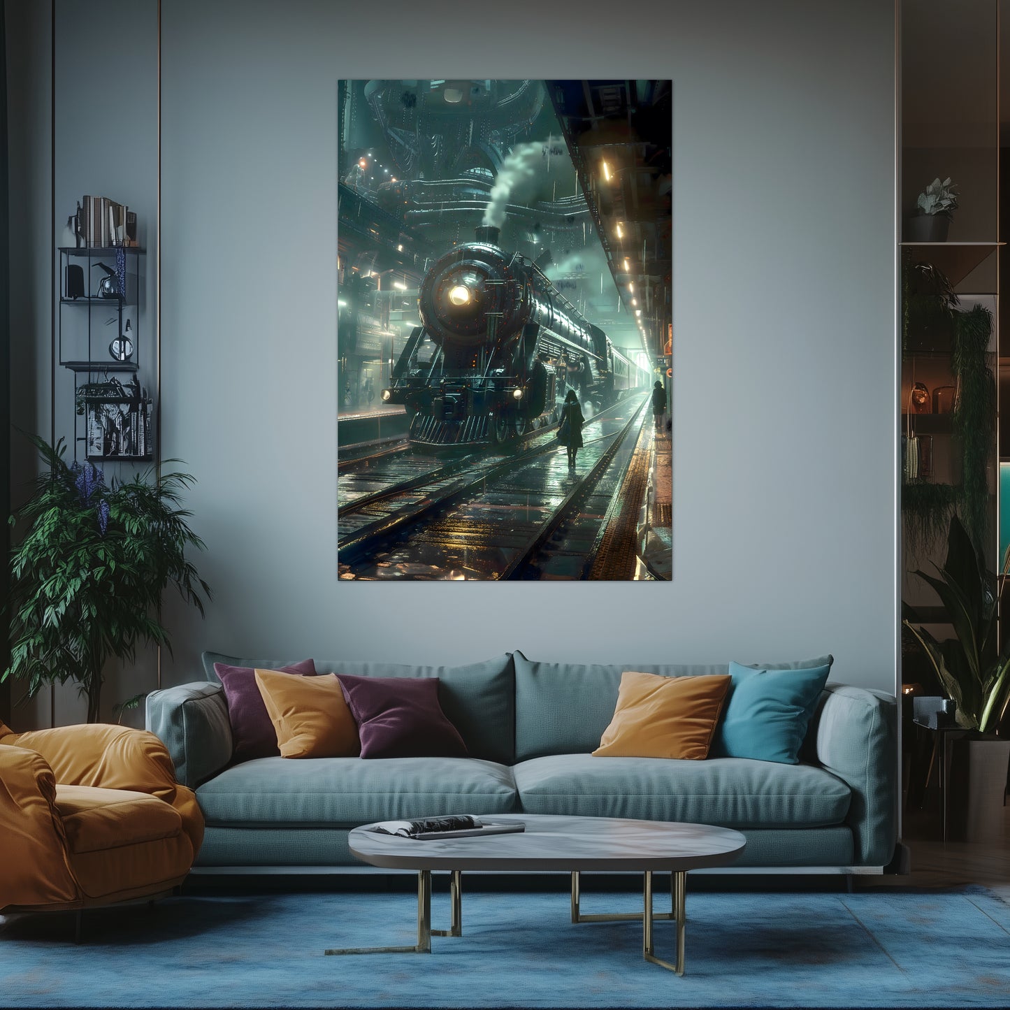 Dystopia Train Poster – Stellar Odyssey | Awe-Inspiring Wall Art for Sci-Fi & Fantasy Train Enthusiasts | Unique and Exclusive Artwork