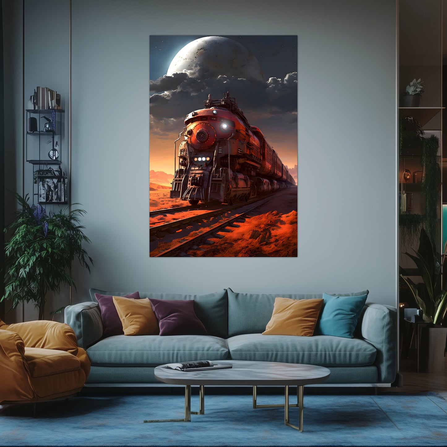 Wasteland Train Poster – Iron Wanderer | Awe-Inspiring Wall Art for Sci-Fi & Fantasy Train Enthusiasts | Unique and Exclusive Artwork