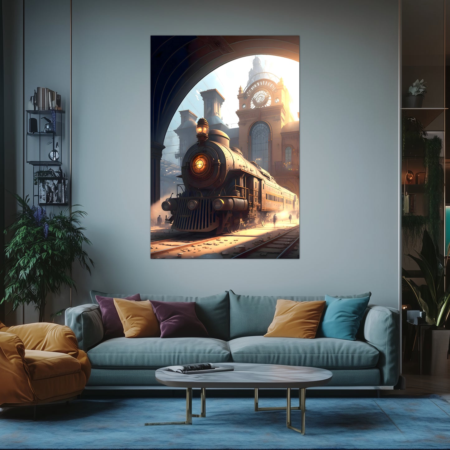 Steampunk Train Poster – Metropolitan Grandliner | Awe-Inspiring Wall Art for Sci-Fi & Fantasy Train Enthusiasts | Unique and Exclusive Artwork