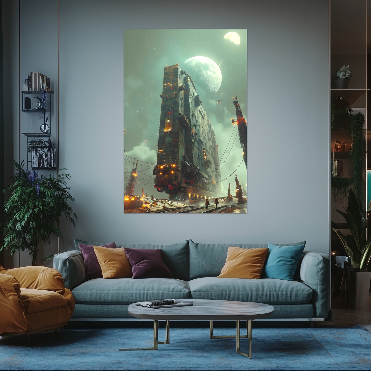 Dystopia Train Poster – The Moonbringer | Awe-Inspiring Wall Art for Sci-Fi & Fantasy Train Enthusiasts | Unique and Exclusive Artwork
