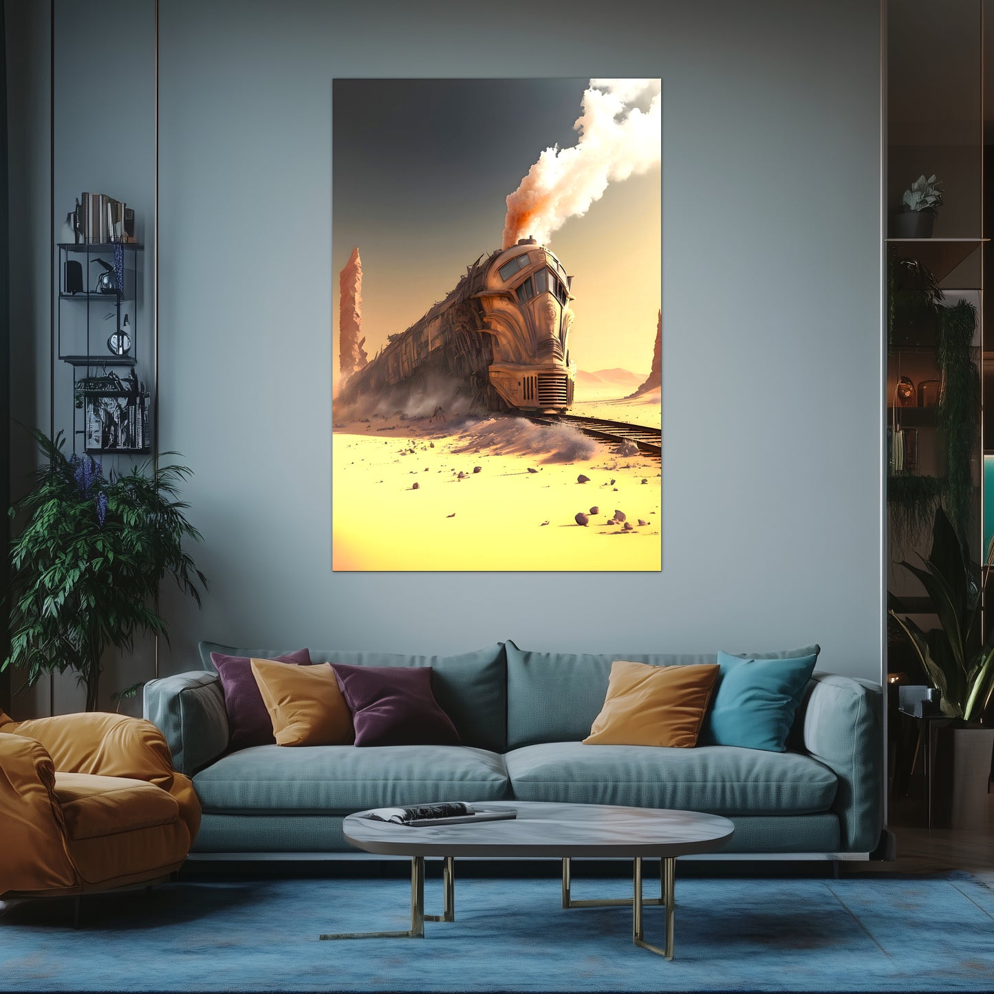 Wasteland Train Poster – The Sandpiercer | Awe-Inspiring Wall Art for Sci-Fi & Fantasy Train Enthusiasts | Unique and Exclusive Artwork