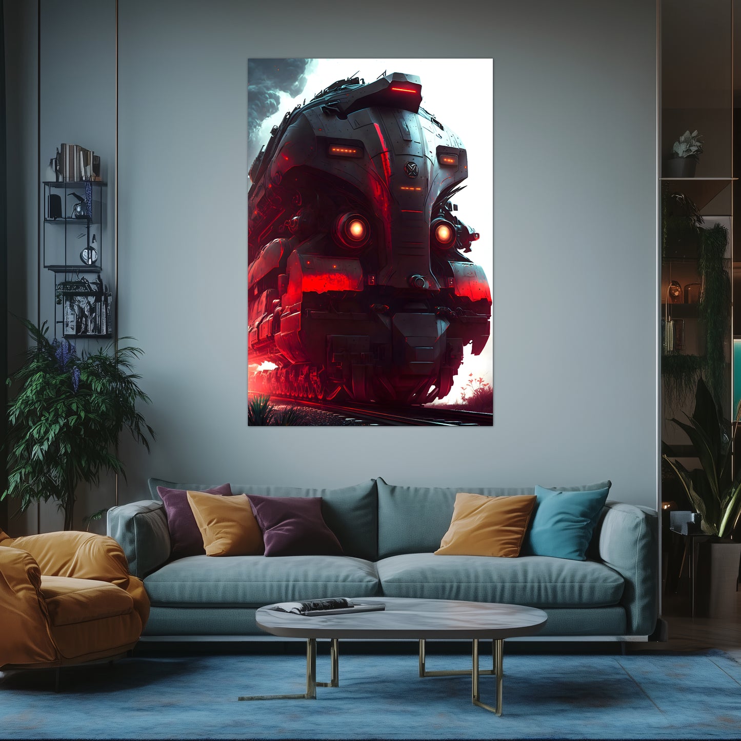Dystopia Train Poster – Redstorm Vanguard | Awe-Inspiring Wall Art for Sci-Fi & Fantasy Train Enthusiasts | Unique and Exclusive Artwork