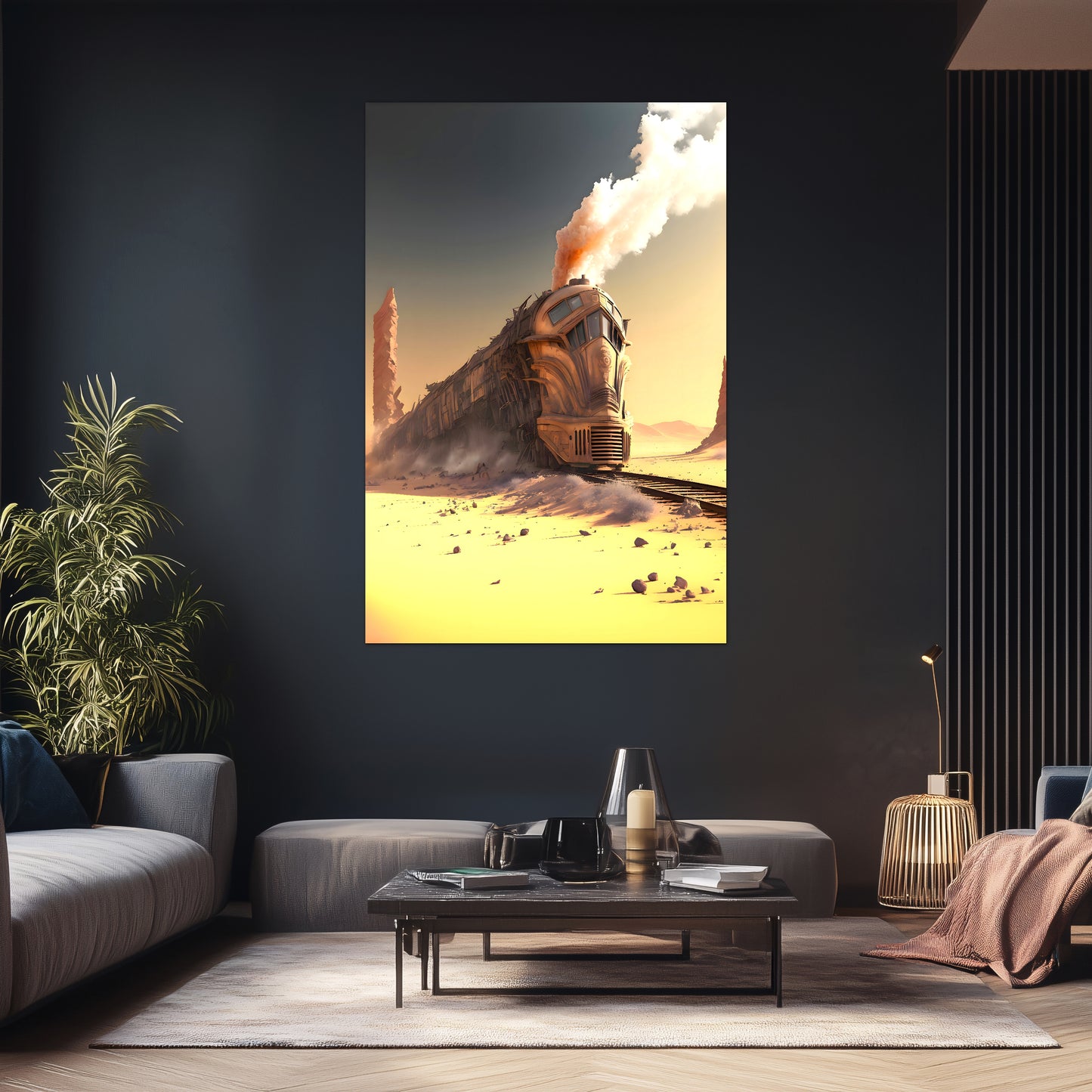 Wasteland Train Poster – The Sandpiercer | Awe-Inspiring Wall Art for Sci-Fi & Fantasy Train Enthusiasts | Unique and Exclusive Artwork