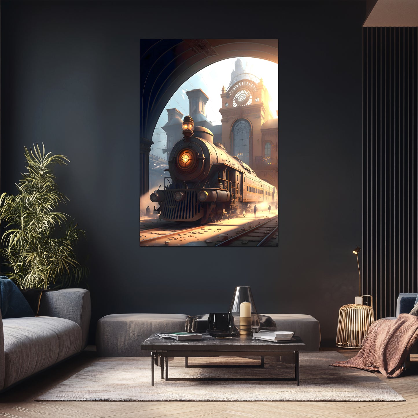 Steampunk Train Poster – Metropolitan Grandliner | Awe-Inspiring Wall Art for Sci-Fi & Fantasy Train Enthusiasts | Unique and Exclusive Artwork