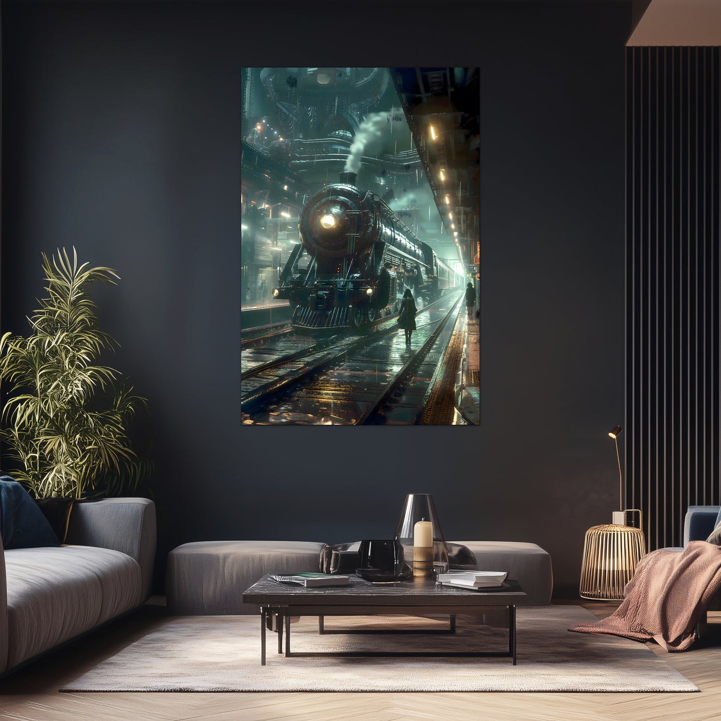 Dystopia Train Poster – Stellar Odyssey | Awe-Inspiring Wall Art for Sci-Fi & Fantasy Train Enthusiasts | Unique and Exclusive Artwork