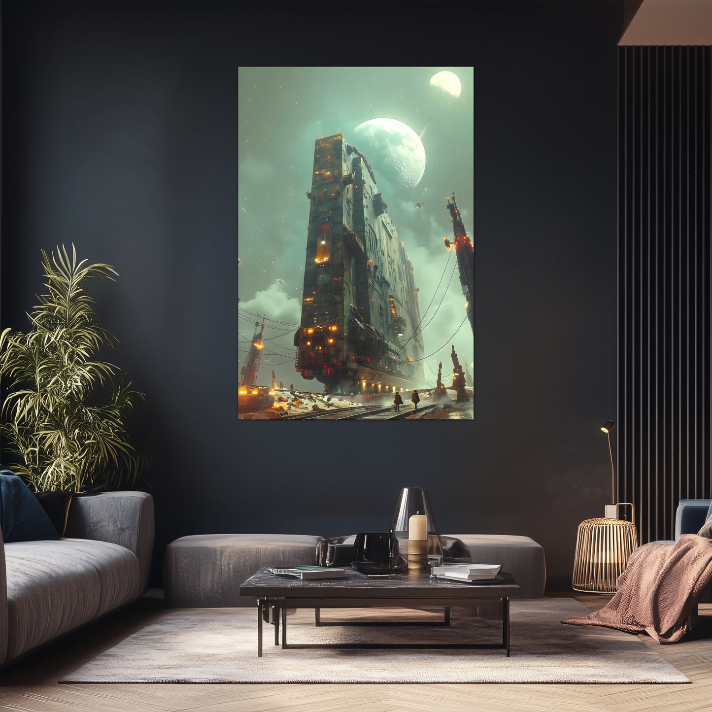 Dystopia Train Poster – The Moonbringer | Awe-Inspiring Wall Art for Sci-Fi & Fantasy Train Enthusiasts | Unique and Exclusive Artwork