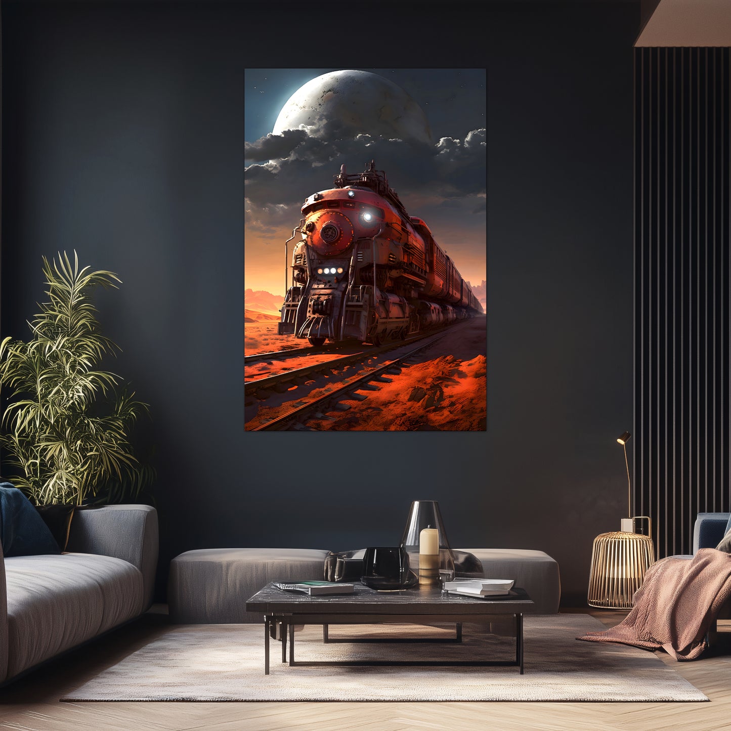 Wasteland Train Poster – Iron Wanderer | Awe-Inspiring Wall Art for Sci-Fi & Fantasy Train Enthusiasts | Unique and Exclusive Artwork