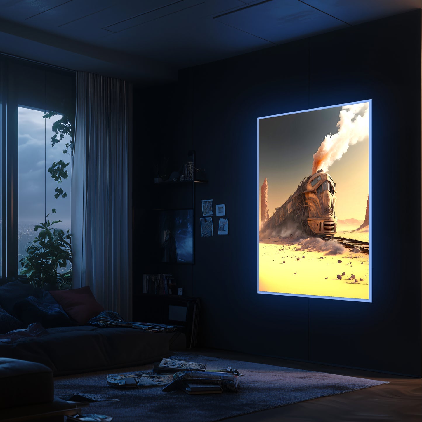 Wasteland Train Poster – The Sandpiercer | Awe-Inspiring Wall Art for Sci-Fi & Fantasy Train Enthusiasts | Unique and Exclusive Artwork