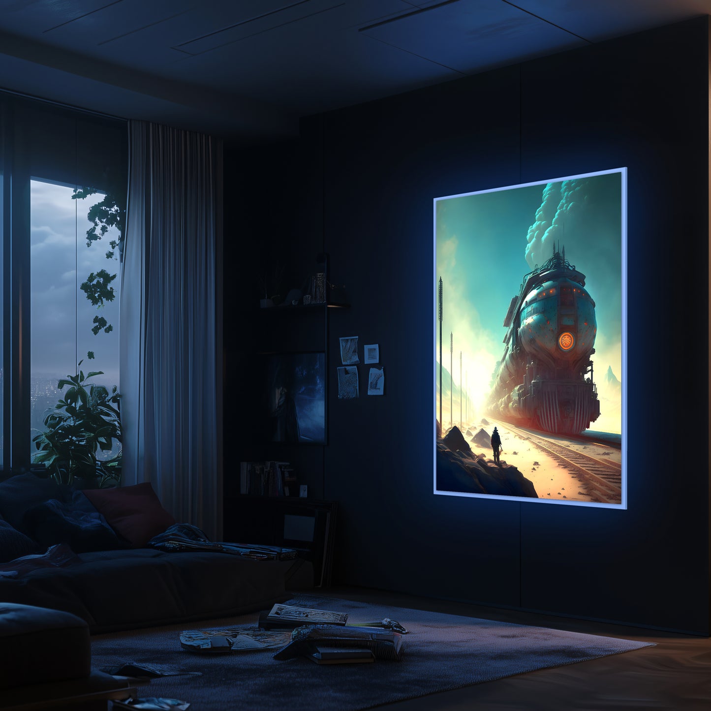 Wasteland Train Poster – Dunestorm Thunderwaker | Awe-Inspiring Wall Art for Sci-Fi & Fantasy Train Enthusiasts | Unique and Exclusive Artwork