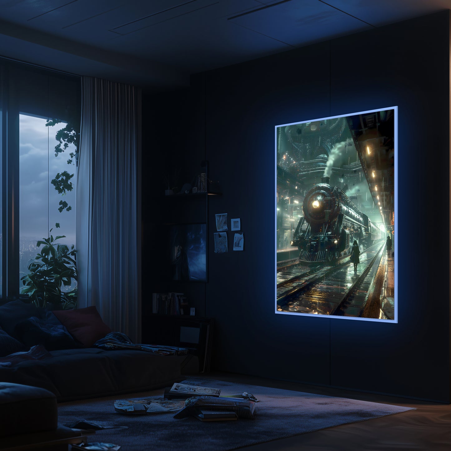 Dystopia Train Poster – Stellar Odyssey | Awe-Inspiring Wall Art for Sci-Fi & Fantasy Train Enthusiasts | Unique and Exclusive Artwork