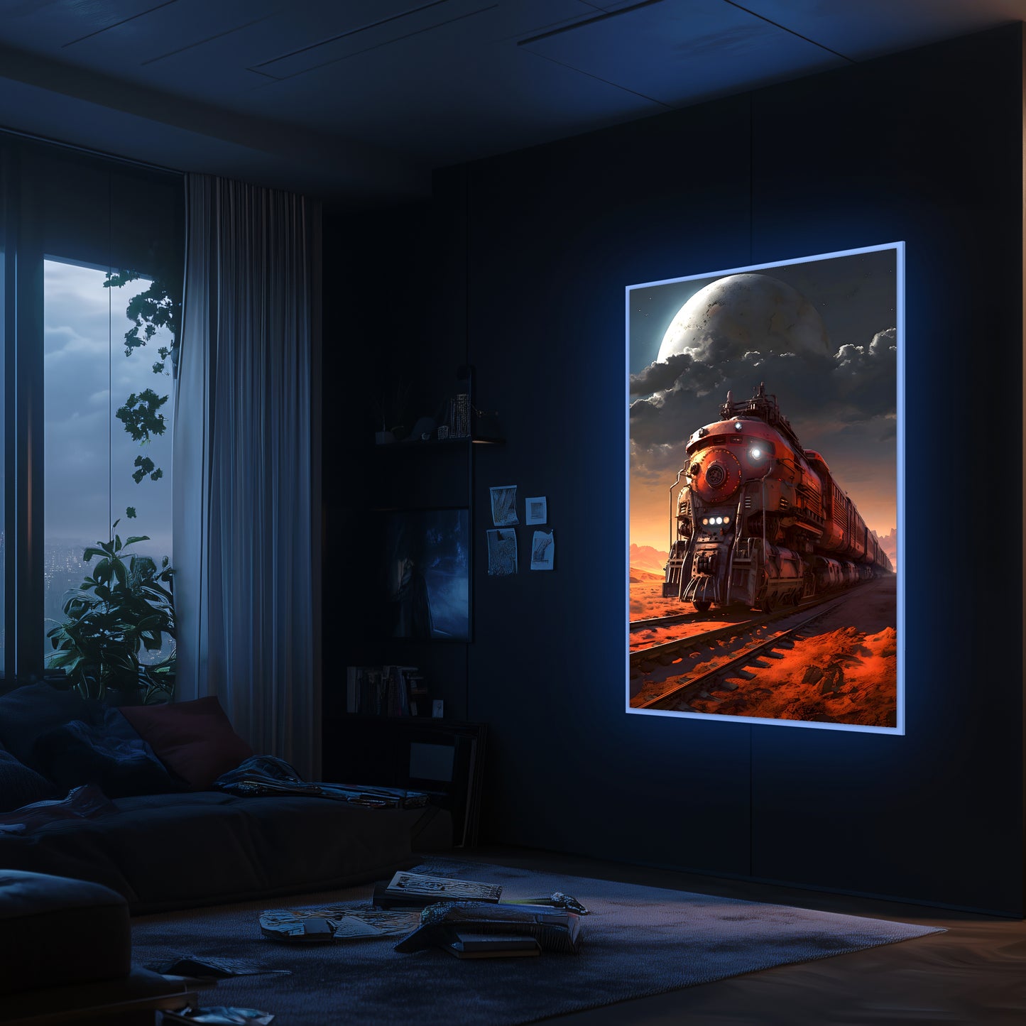Wasteland Train Poster – Iron Wanderer | Awe-Inspiring Wall Art for Sci-Fi & Fantasy Train Enthusiasts | Unique and Exclusive Artwork