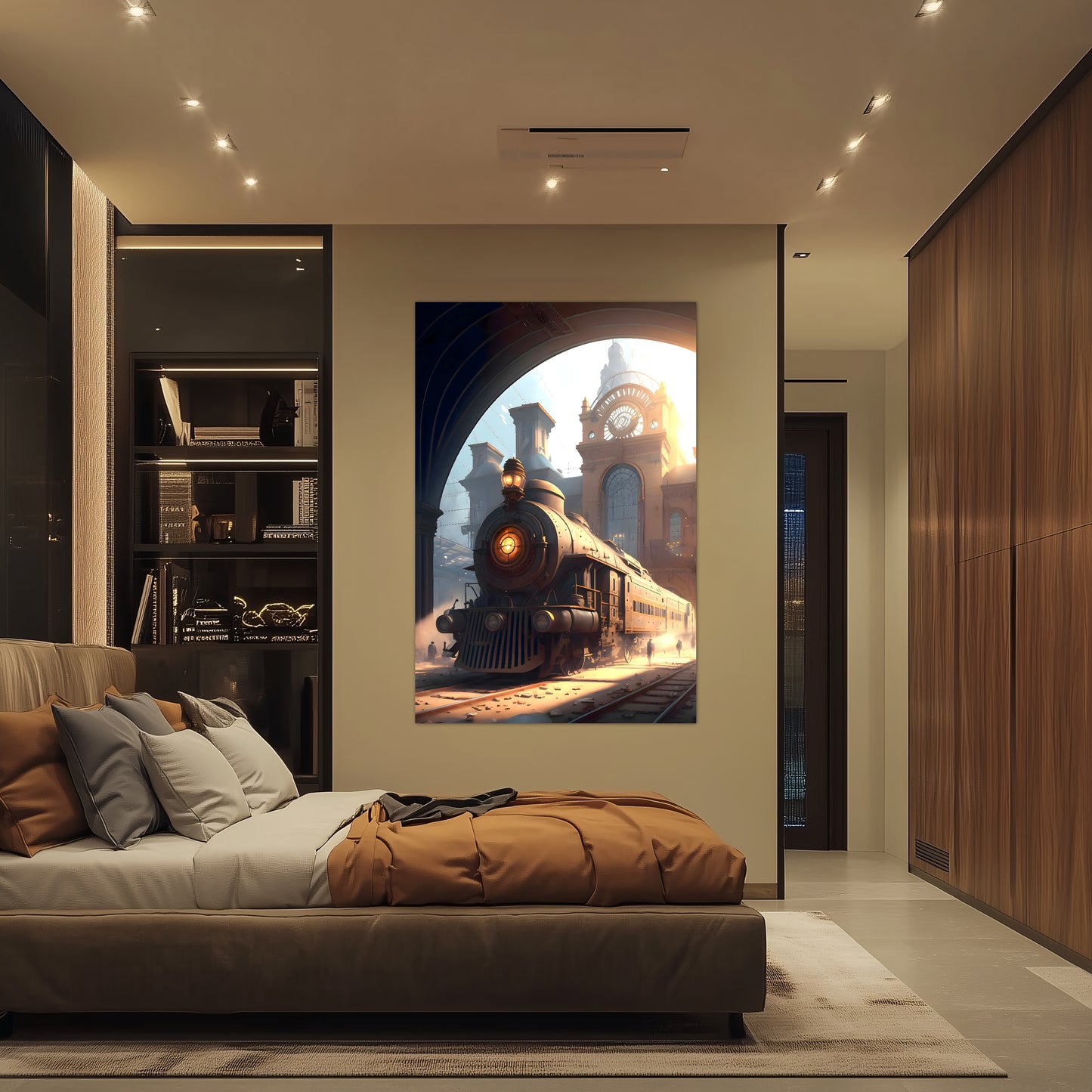 Steampunk Train Poster – Metropolitan Grandliner | Awe-Inspiring Wall Art for Sci-Fi & Fantasy Train Enthusiasts | Unique and Exclusive Artwork