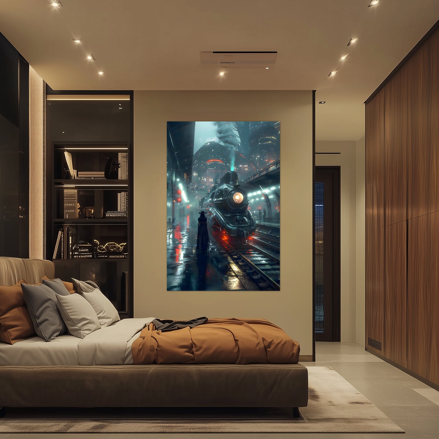 Dystopia Train Poster – Solarwind Express | Awe-Inspiring Wall Art for Sci-Fi & Fantasy Train Enthusiasts | Unique and Exclusive Artwork