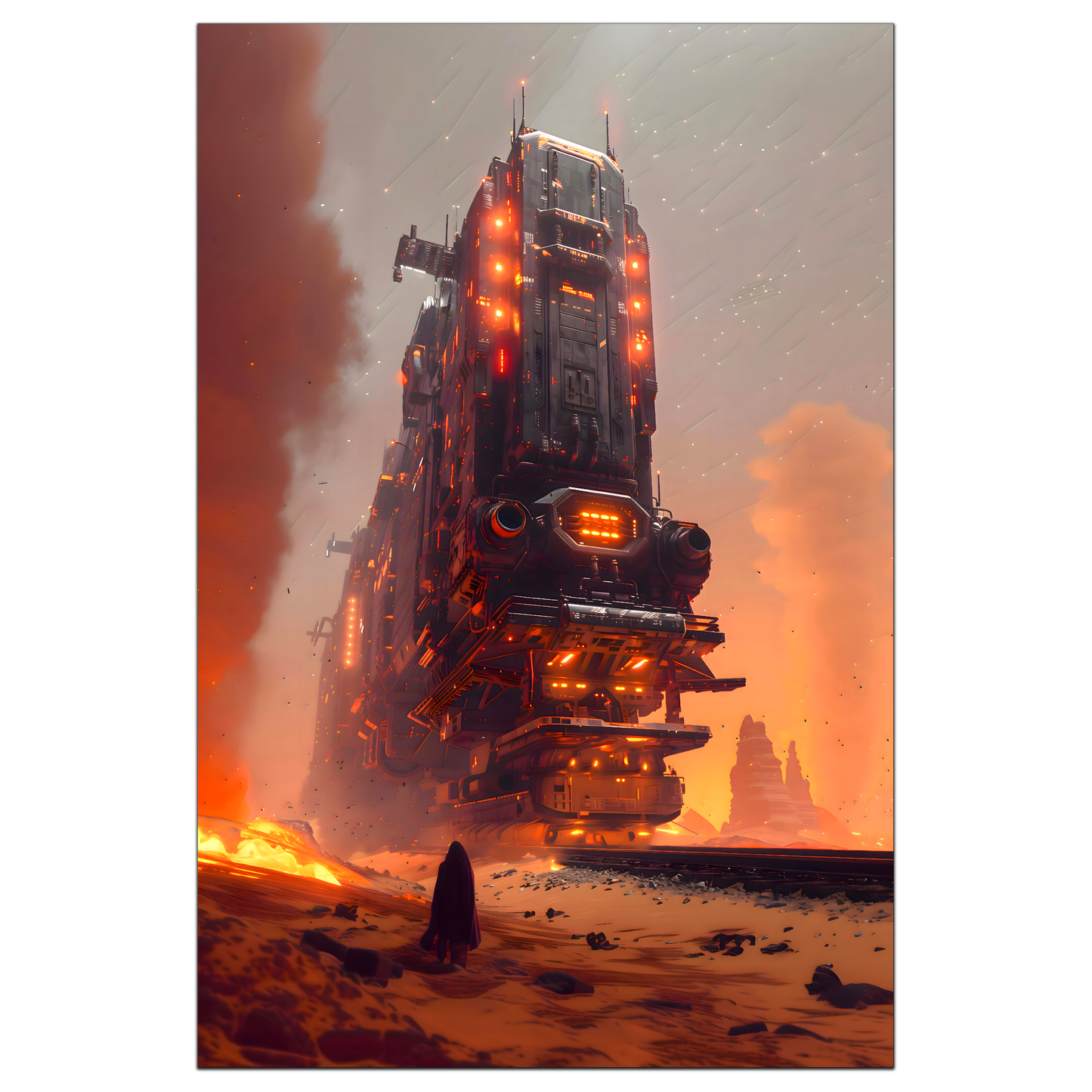 Wasteland Train Poster – Last Nomad | Awe-Inspiring Wall Art for Sci-Fi & Fantasy Train Enthusiasts | Unique and Exclusive Artwork